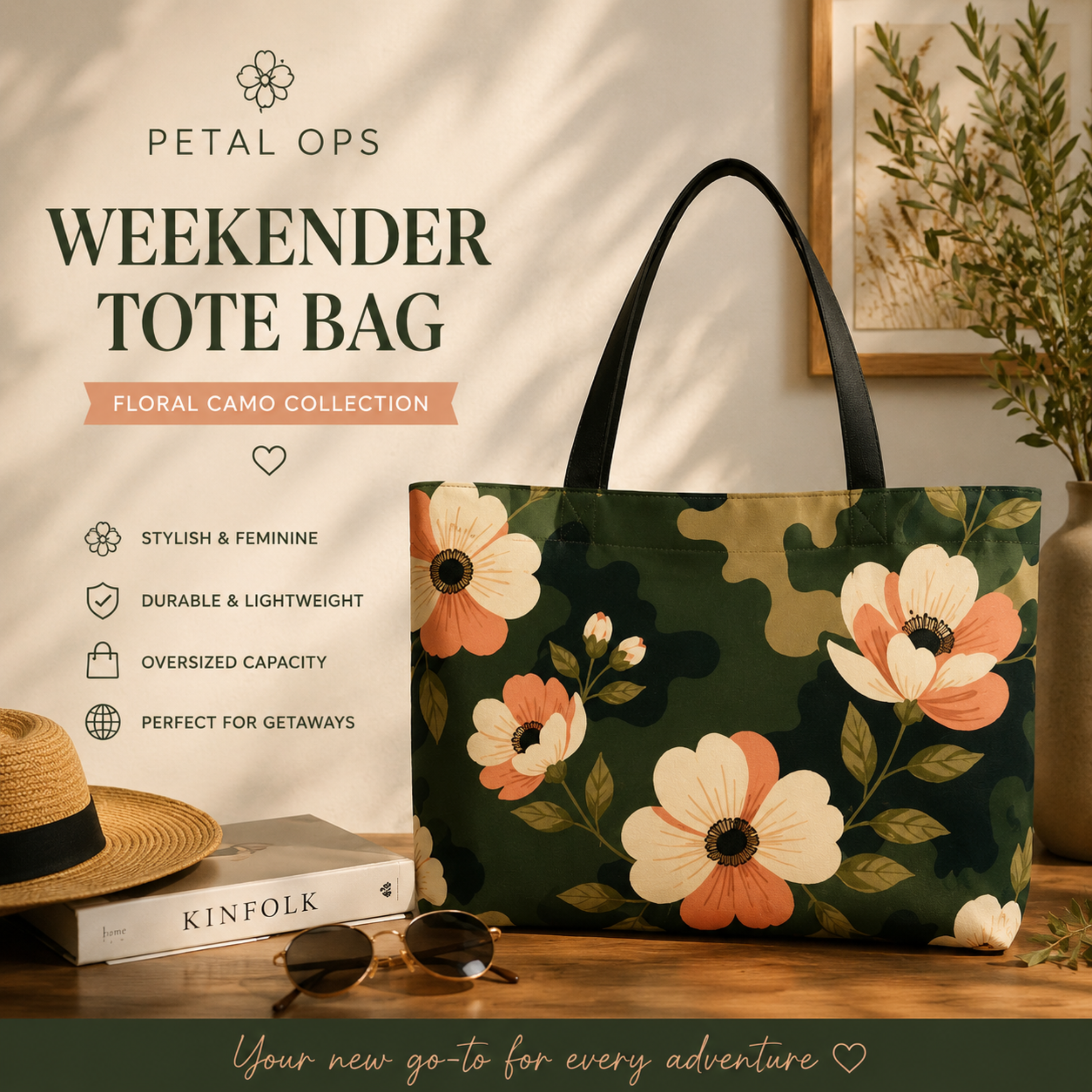 Floral Camo Weekender Tote Bag | Perfect for Travel, Beach, or Gym product thumbnail image Floral Camo Weekender Tote Bag | Perfect for Travel, Beach, or Gym product thumbnail image
