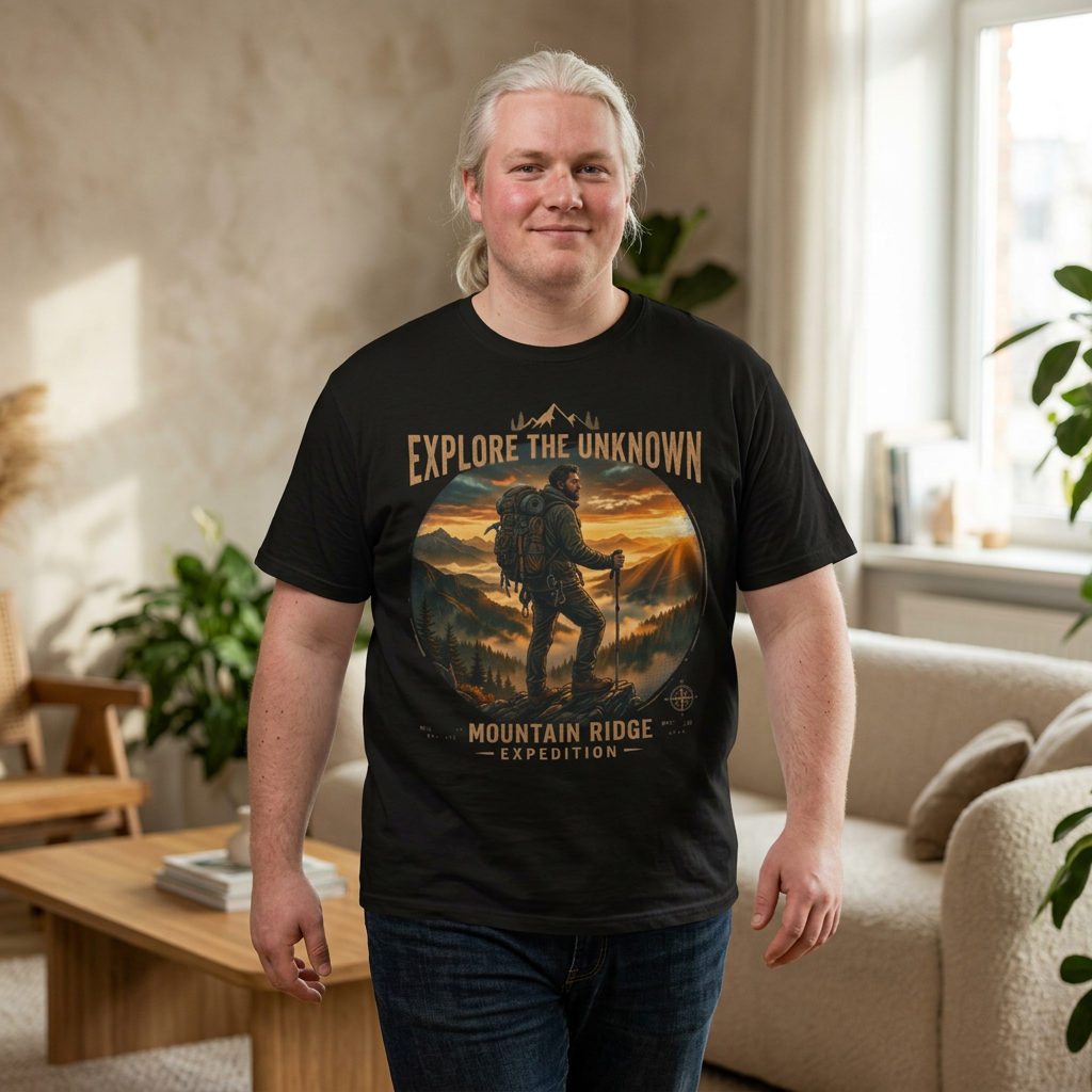 Explore the Unknown Mountain Ridge T-Shirt — Adventure Hiking Graphic Tee