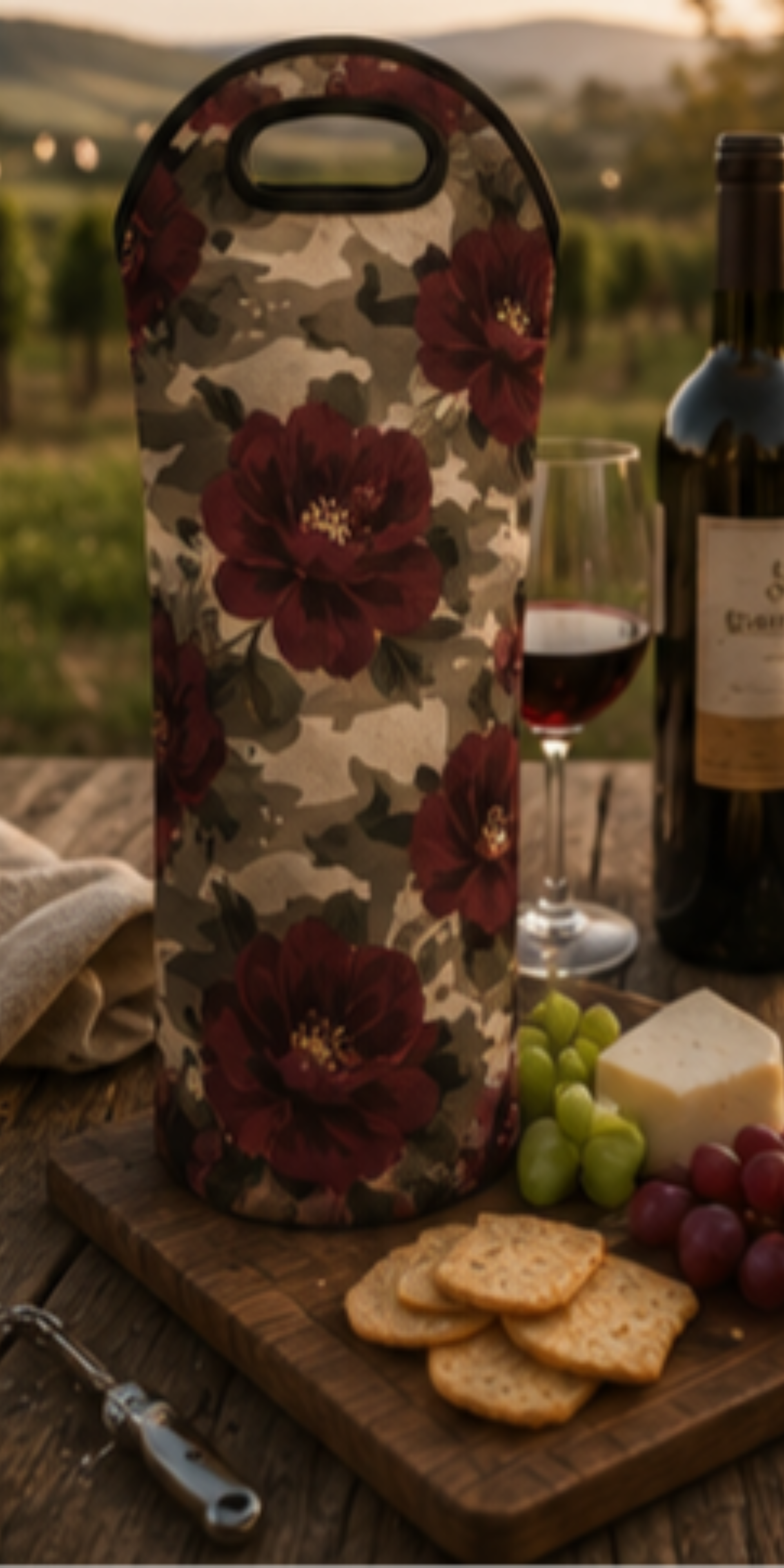 Floral Camo Wine Tote - Insulated Bottle Carrier product thumbnail image