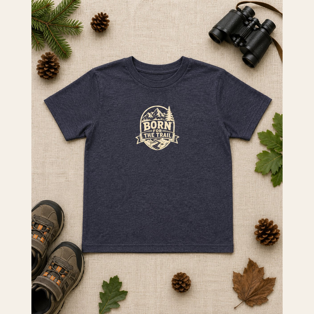 Born for the Trail Kids Nature T-Shirt — Toddler &amp; Youth Outdoor Tee — Nature Lover Gift — Hiking Shirt for Kids — Sizes 2T–5/6T product thumbnail image