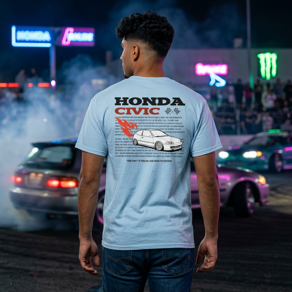 Honda Civic Graphic Tee — Racing Car Design product thumbnail image Honda Civic Graphic Tee — Racing Car Design product thumbnail image