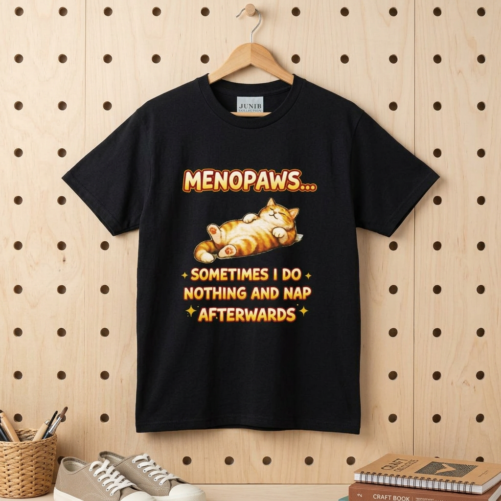 Menopaws Cat Tee – “Menopaws... Sometimes I Do Nothing and Nap Afterwards” Funny Menopause Shirt