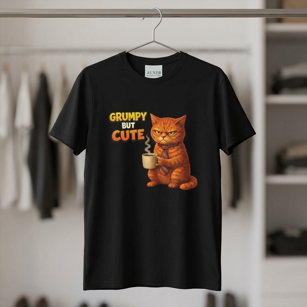 Grumpy But Cute Cat T-Shirt — Funny Cat Lover Tee with Coffee Mug product thumbnail image Grumpy But Cute Cat T-Shirt — Funny Cat Lover Tee with Coffee Mug product thumbnail image