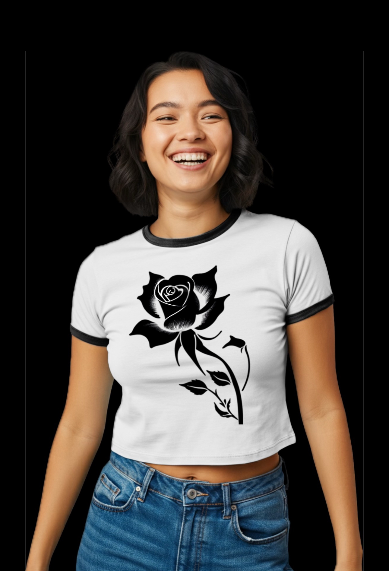 Black Rose &amp; Butterfly Women's Ringer Tee product thumbnail image