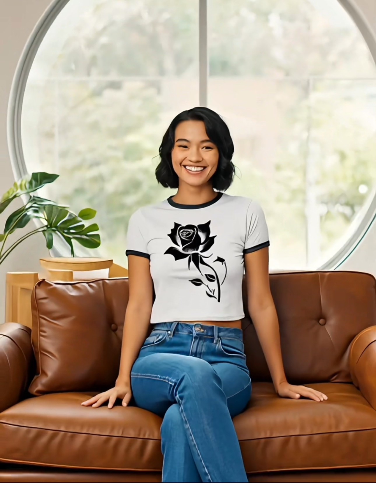 Black Rose &amp; Butterfly Women's Ringer Tee product thumbnail image