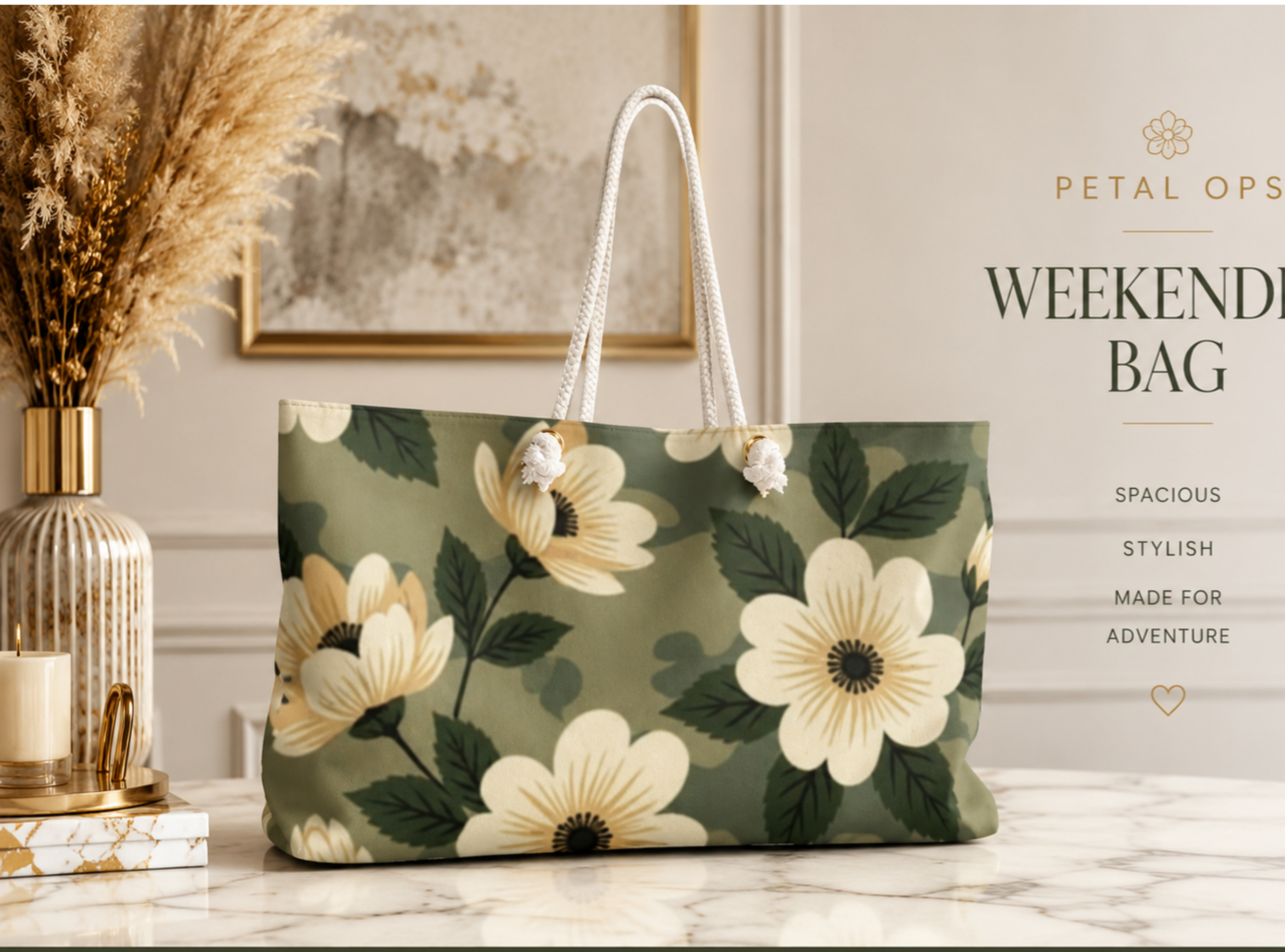 Floral Weekender Bag - Stylish Travel Tote, Beach Bag, Overnight Bag, [...] product thumbnail image