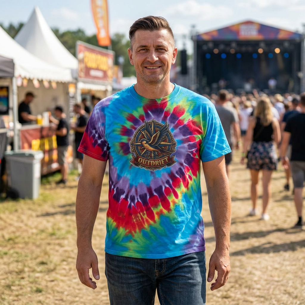 Pastel Spiral Tie-Dye T-Shirt with ‘OUTDRIFT' Logo product thumbnail image Pastel Spiral Tie-Dye T-Shirt with ‘OUTDRIFT' Logo product thumbnail image