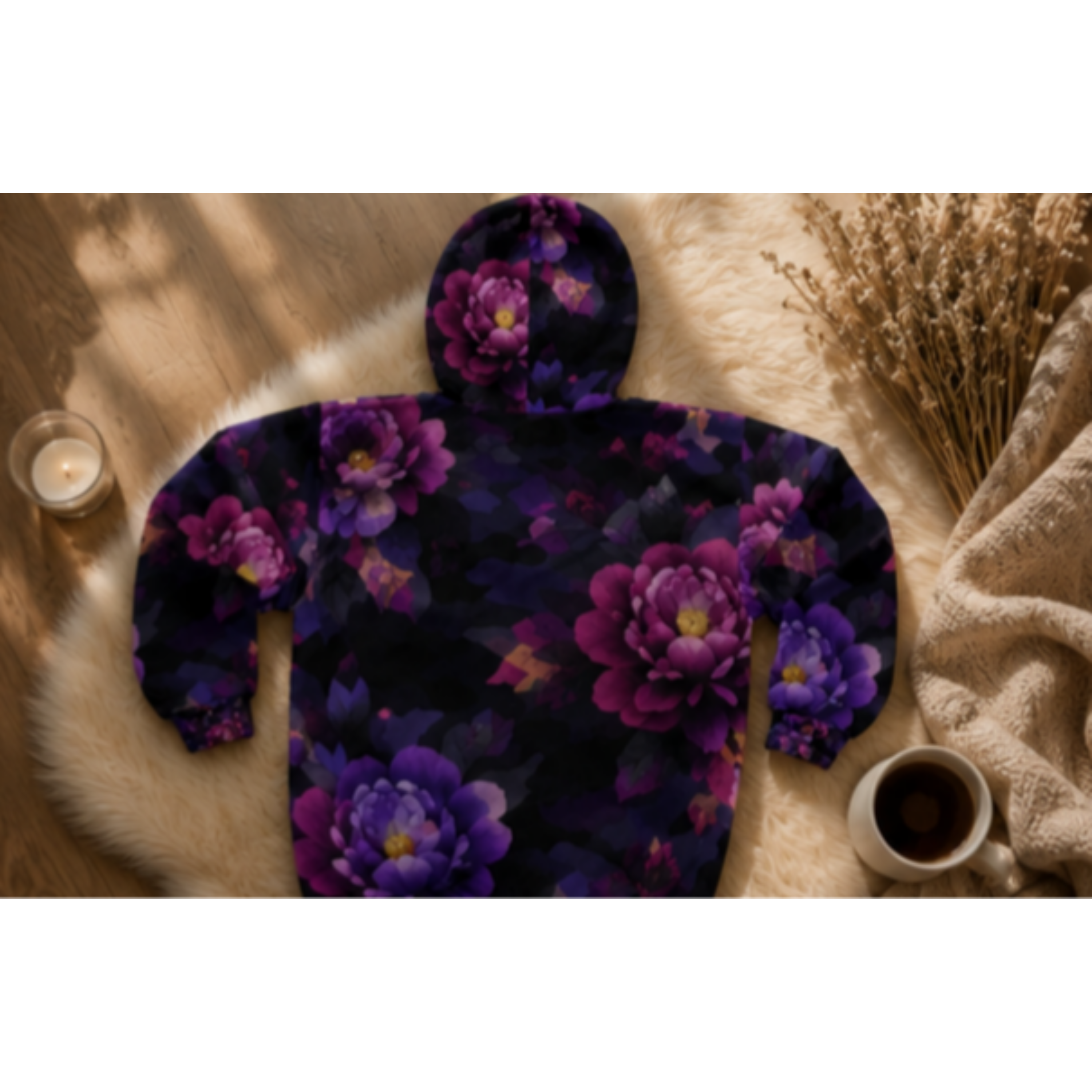 Floral Nightfall Hoodie — Purple Garden All-Over Print product thumbnail image