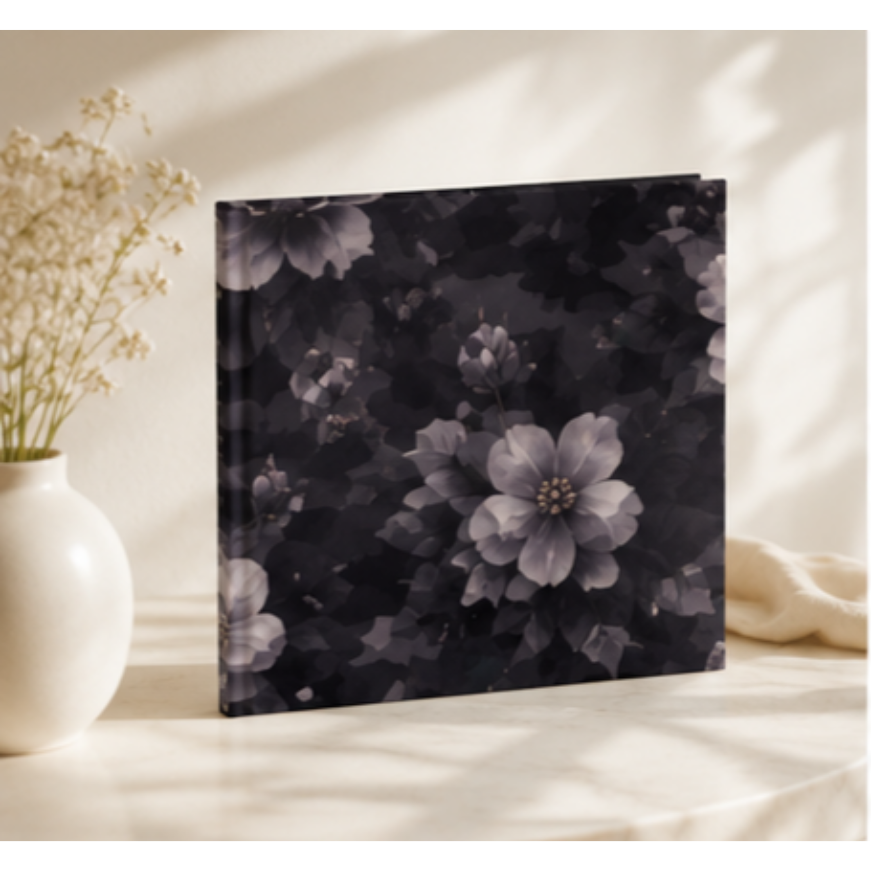 Hardcover Photo Book — Monochrome Floral Keepsake Photo Album product thumbnail image