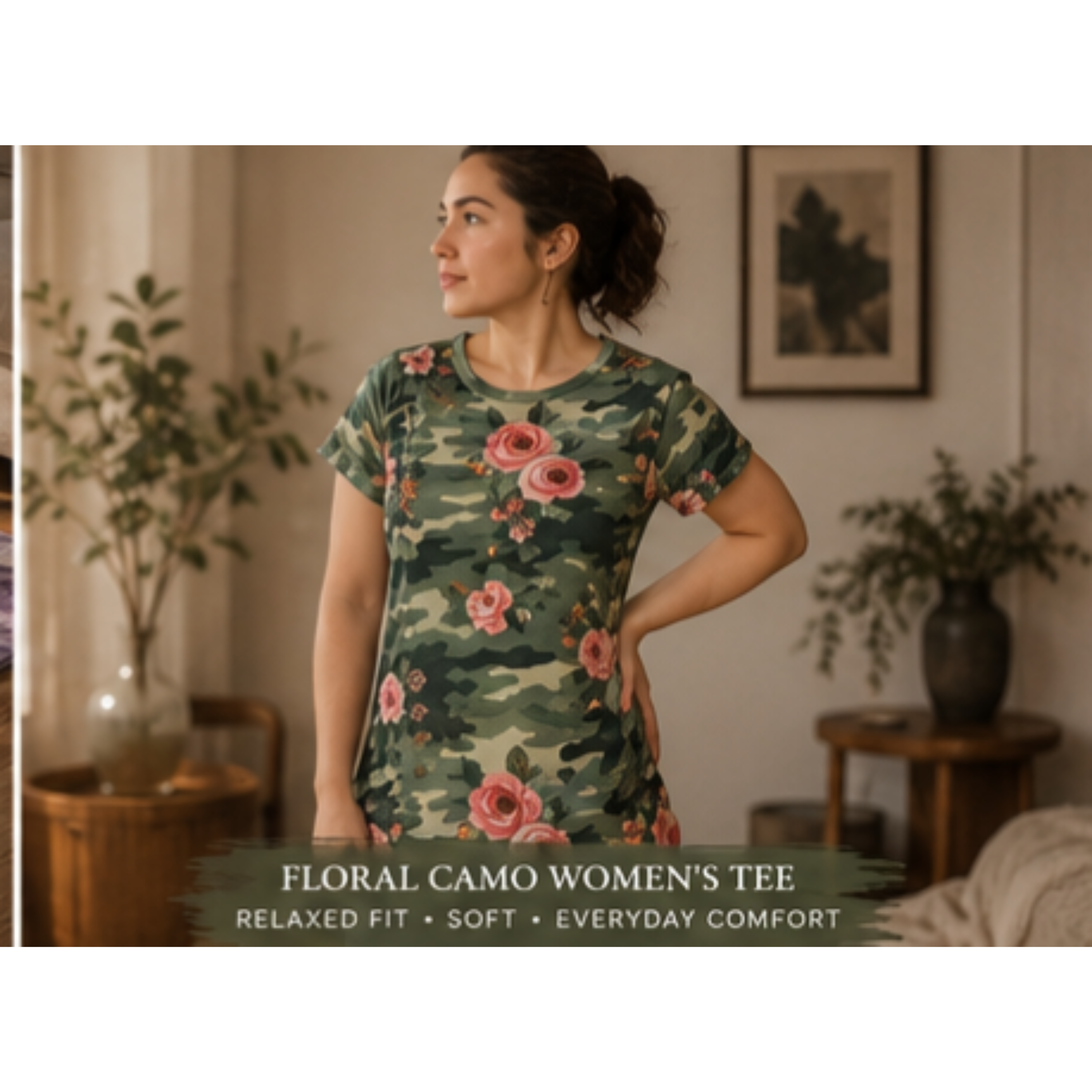 Floral Camo Women's Tee – Pink Rose All-Over Print Short Sleeve Shirt product thumbnail image Floral Camo Women's Tee – Pink Rose All-Over Print Short Sleeve Shirt product thumbnail image