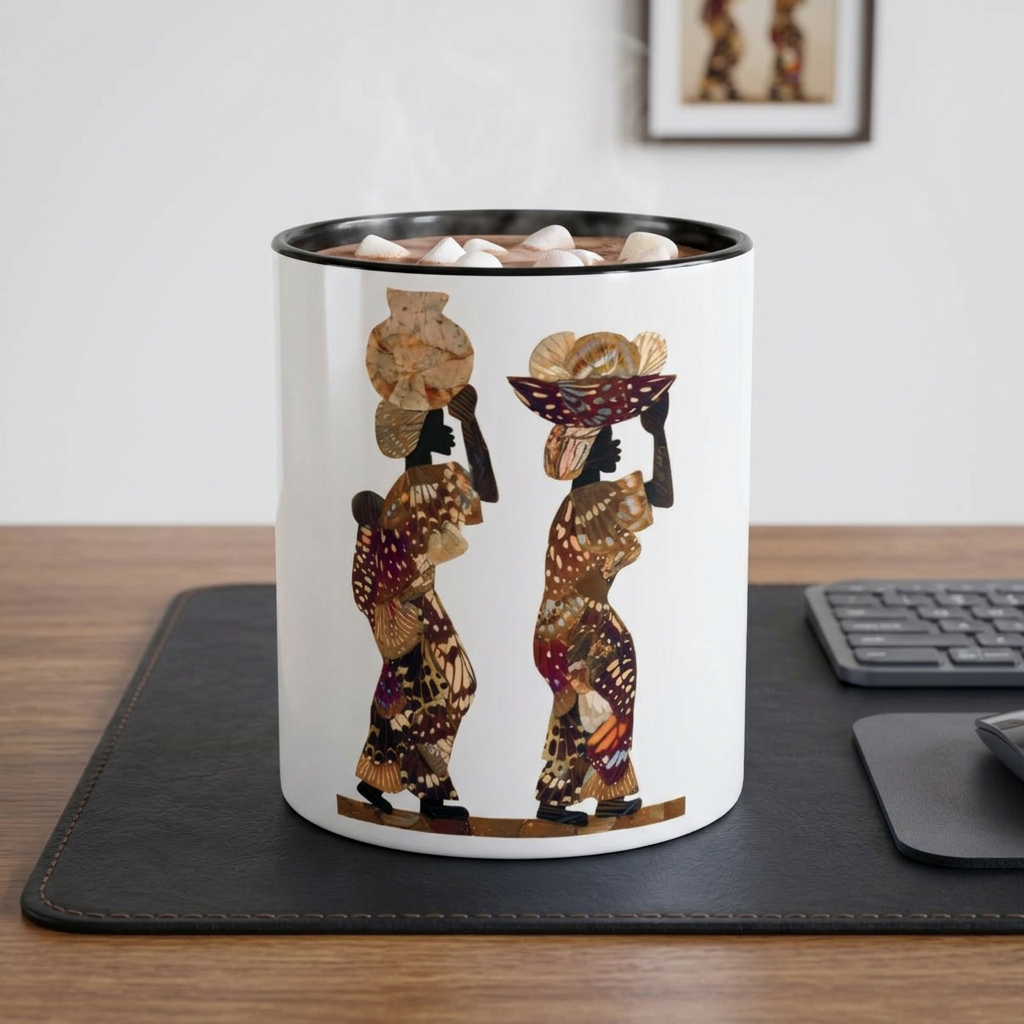Market Day Mug — African Women Ethnic Art Ceramic -Tea Cup (11/15oz) product thumbnail image