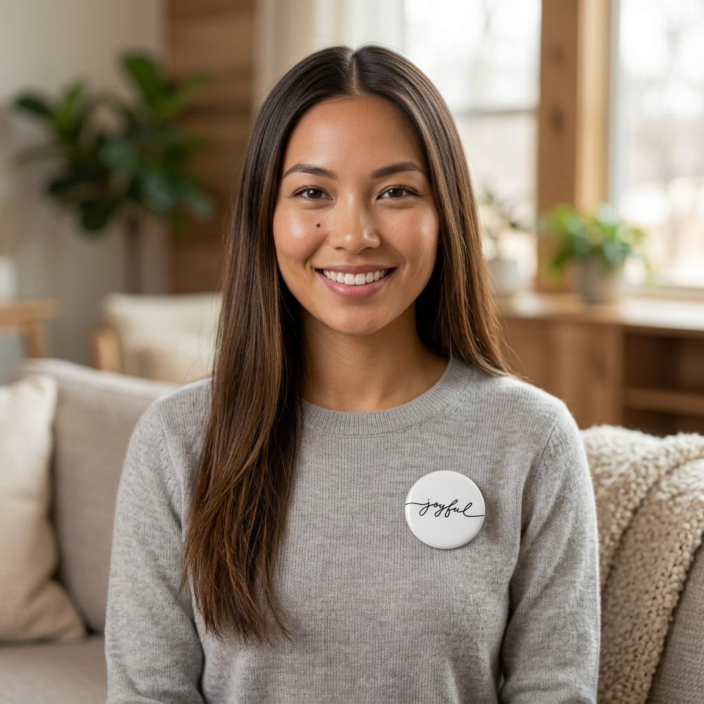 'joyful' Positivity Pin Button — 'joyful' Positivity Encouragement Badge