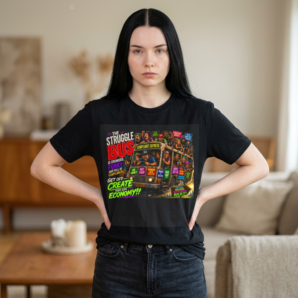 STRUGGLE BUS™ “CREATE YOUR OWN ECONOMY” Motivational Graphic Tee | Streetwear Statement Shirt | LifeCoachDesigns.shop Exclusive product thumbnail image
