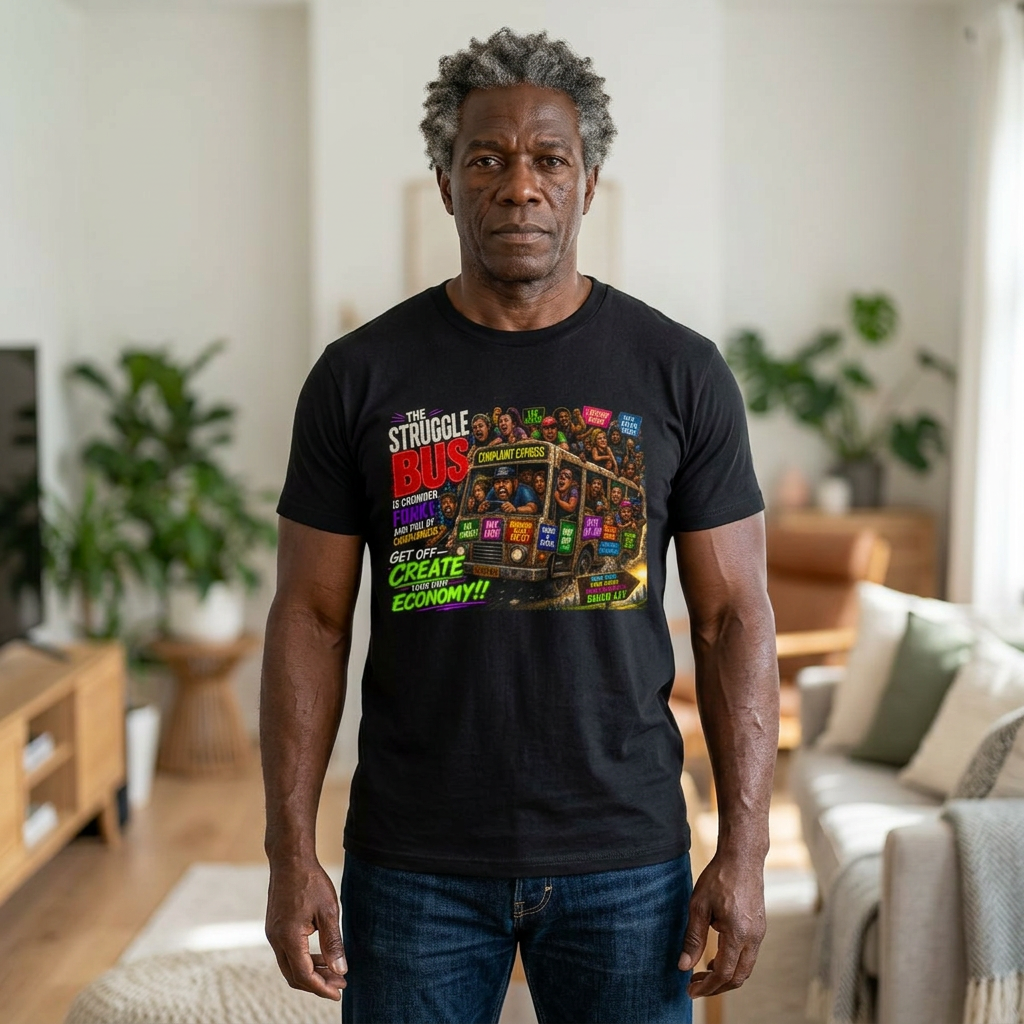 STRUGGLE BUS™ “CREATE YOUR OWN ECONOMY” Motivational Graphic Tee | Streetwear Statement Shirt | LifeCoachDesigns.shop Exclusive product thumbnail image