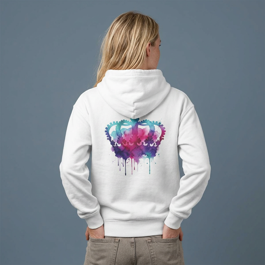 “Make it Happen” White everyday hoodie - Minimalist women’s hoodie - Oversized sweater in colorful shades product thumbnail image