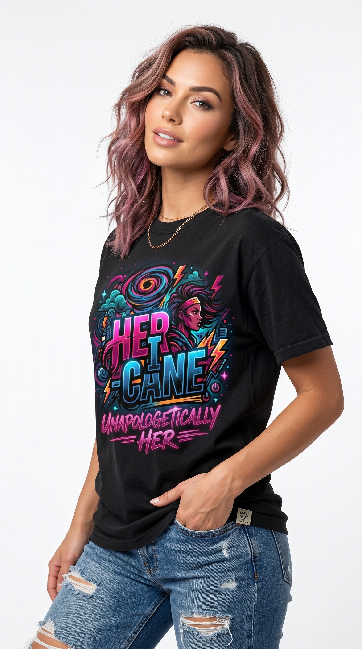 Unapologetically Her Black Graphic Tee | HER-I-CANE Women’s Statement Shirt