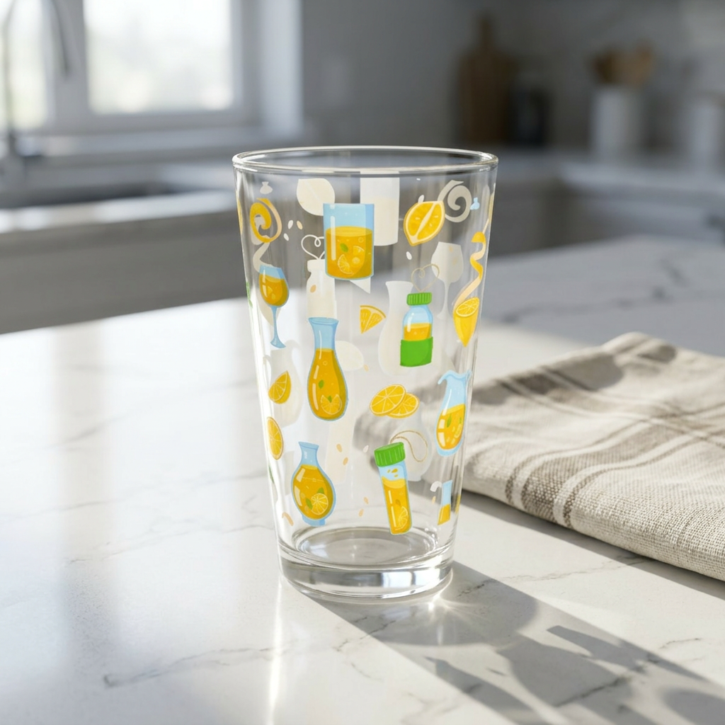 Lemonade Pattern Pint Glass — 16oz Citrus Drinkware