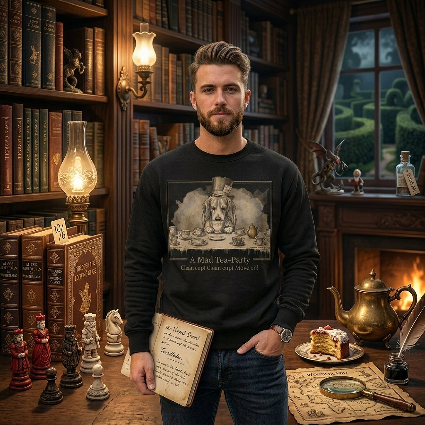 Alice in Wonderland 'Mad Tea Party' Vintage Crewneck Sweatshirt product thumbnail image Alice in Wonderland 'Mad Tea Party' Vintage Crewneck Sweatshirt product thumbnail image