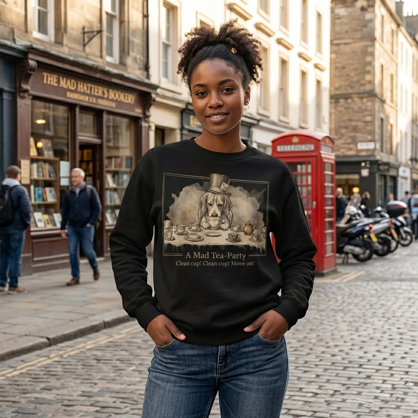 Alice in Wonderland 'Mad Tea Party' Vintage Crewneck Sweatshirt product thumbnail image Alice in Wonderland 'Mad Tea Party' Vintage Crewneck Sweatshirt product thumbnail image