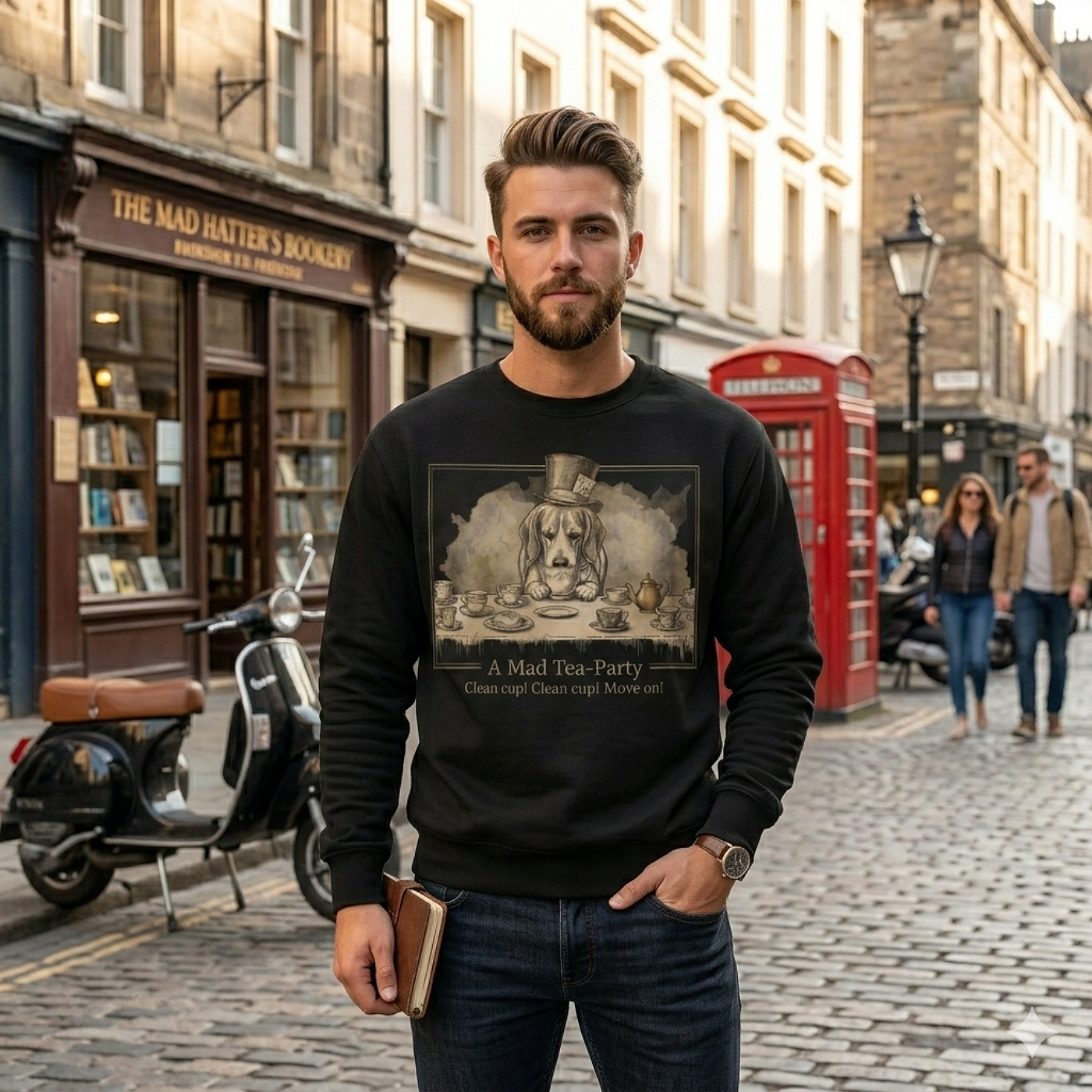 Alice in Wonderland 'Mad Tea Party' Vintage Crewneck Sweatshirt product thumbnail image Alice in Wonderland 'Mad Tea Party' Vintage Crewneck Sweatshirt product thumbnail image