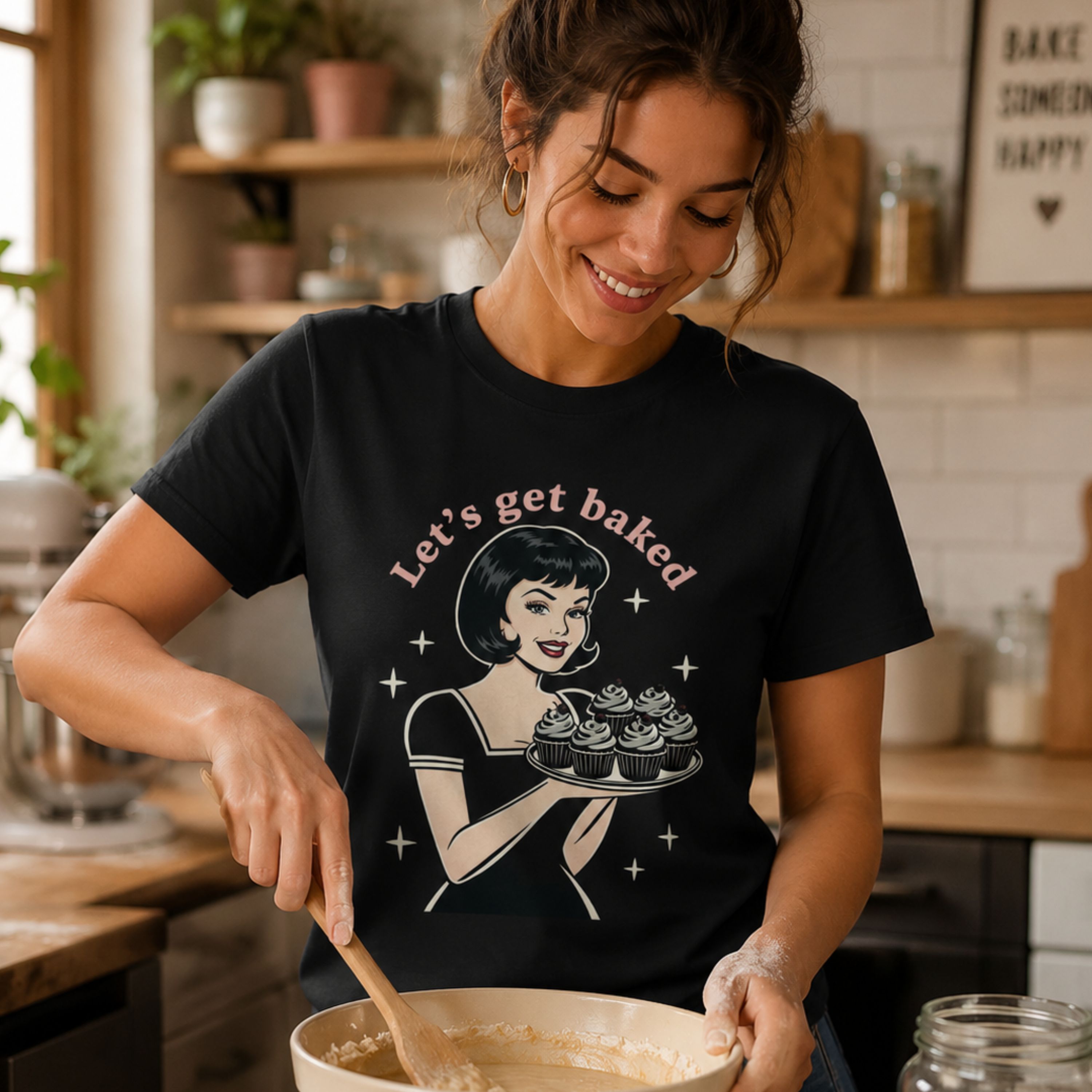 Retro 'Let's Get Baked' Baking Graphic T‑Shirt product thumbnail image