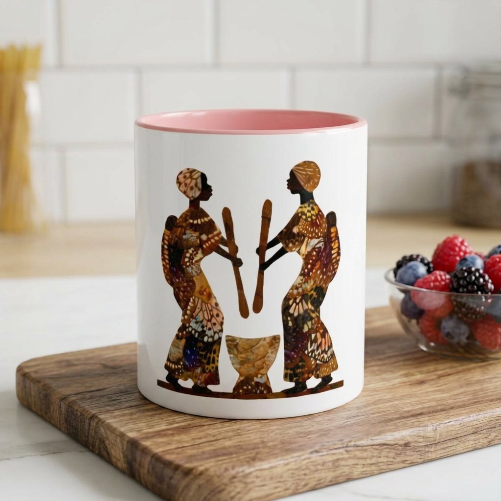 Market Day Mug — African Women Ethnic Art Ceramic -Tea Cup (11/15oz) product thumbnail image