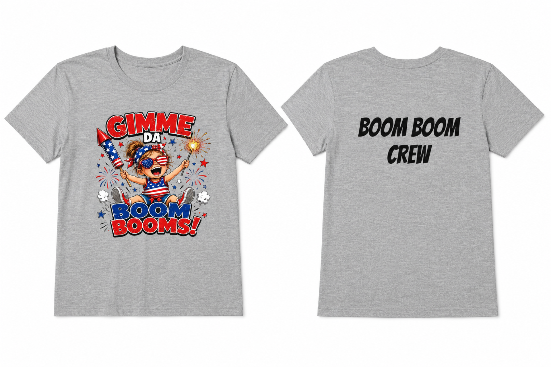 Girl's Gimme Da Boom Booms Toddler Tee — 4th of July Patriotic "Boom Boom Crew" Shirt product thumbnail image Girl's Gimme Da Boom Booms Toddler Tee — 4th of July Patriotic "Boom Boom Crew" Shirt product thumbnail image