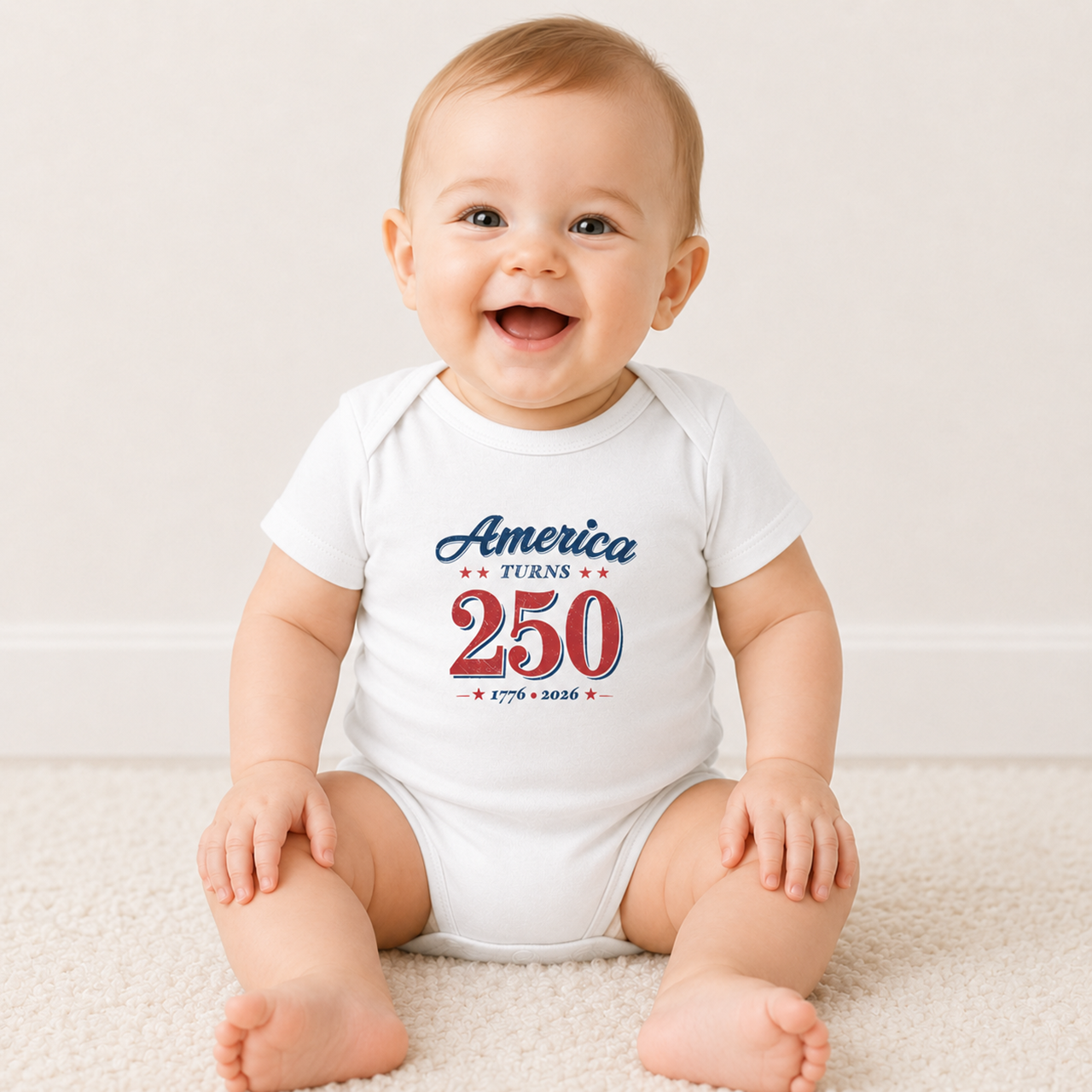 America Turns 250 Baby Onesie | 2026 Heritage Infant Bodysuit product thumbnail image America Turns 250 Baby Onesie | 2026 Heritage Infant Bodysuit product thumbnail image
