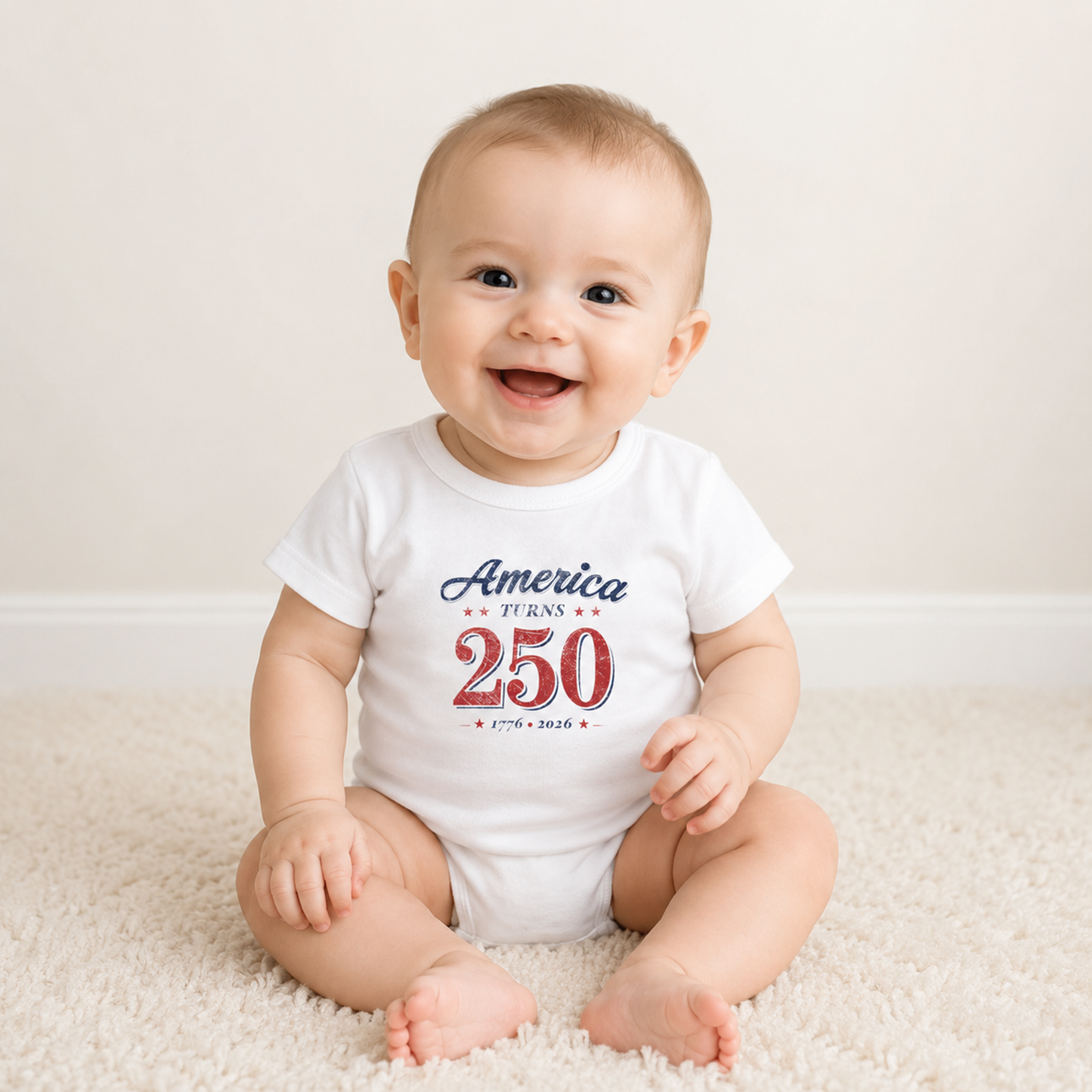 Infant Tee - “America Turns 250” Patriotic Baby Shirt (1776–2026) product thumbnail image