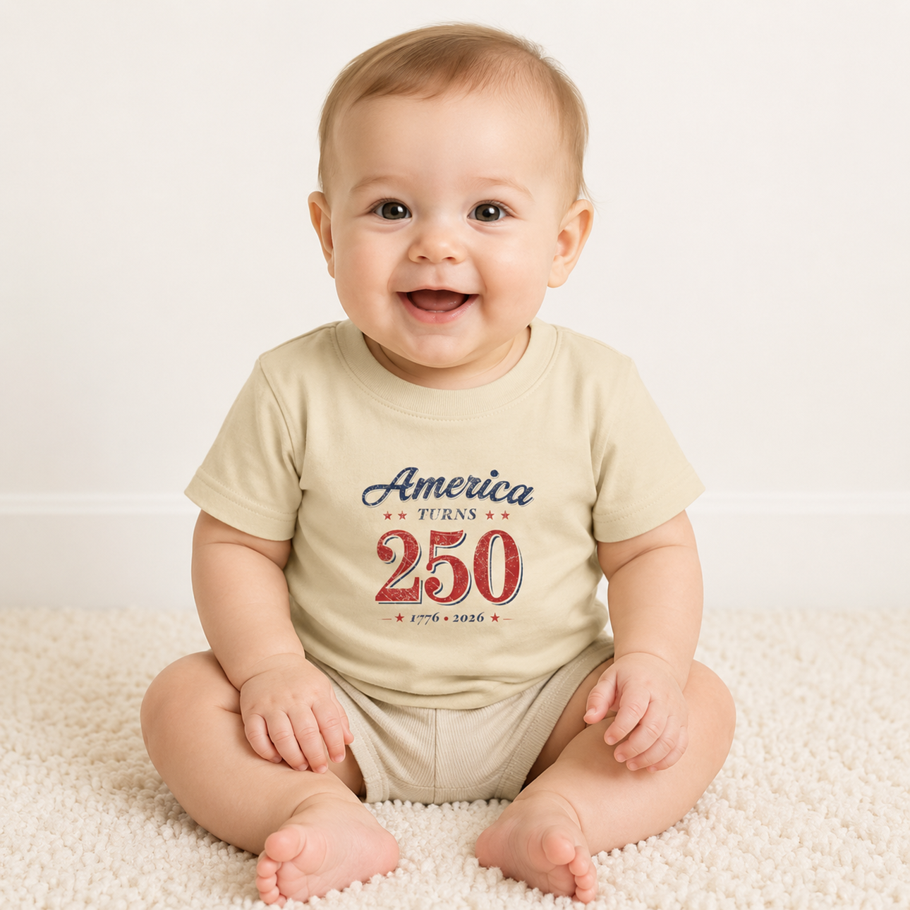 Infant Tee - “America Turns 250” Patriotic Baby Shirt (1776–2026) product thumbnail image