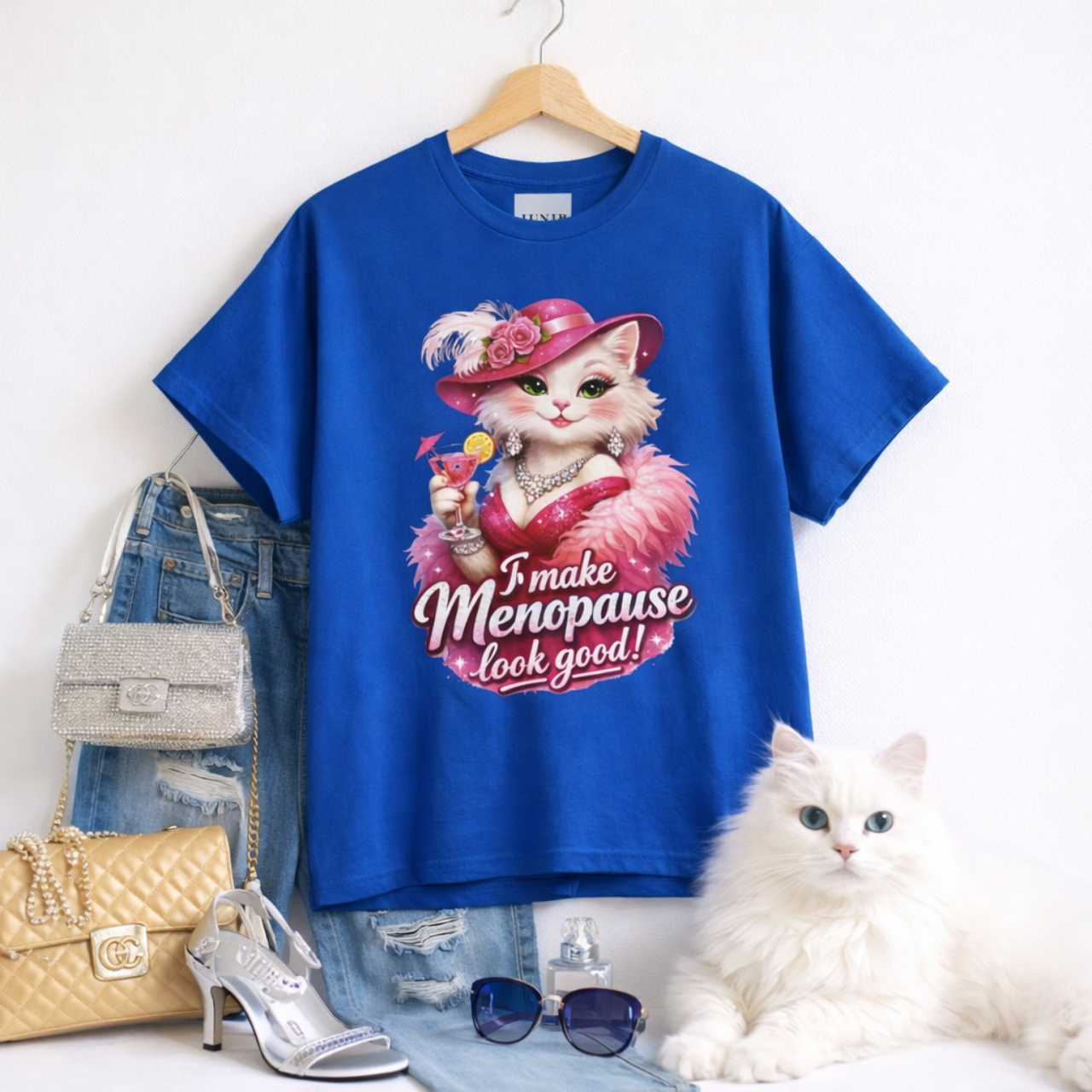 Menopause Cat T-Shirt — "I Make Menopause Look Good" Retro Vintage Cat Graphic Tee