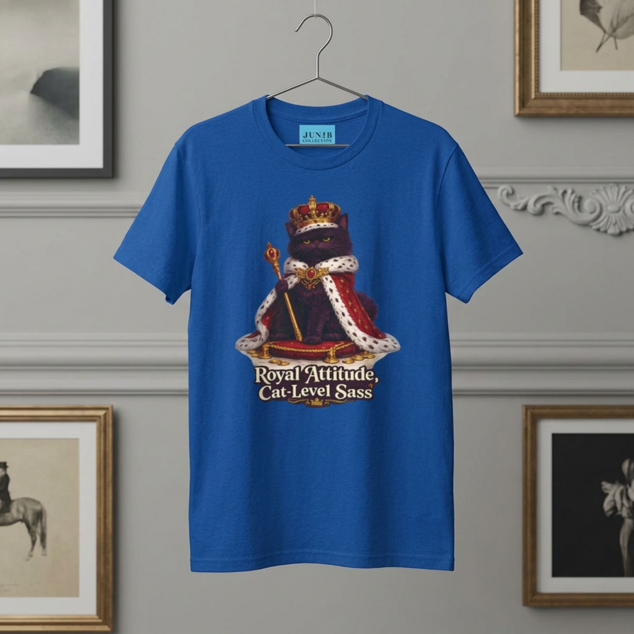 Cat T-Shirt - "Royal Attitude, Cat-Level Sass" Crowned Cat Graphic Tee product thumbnail image