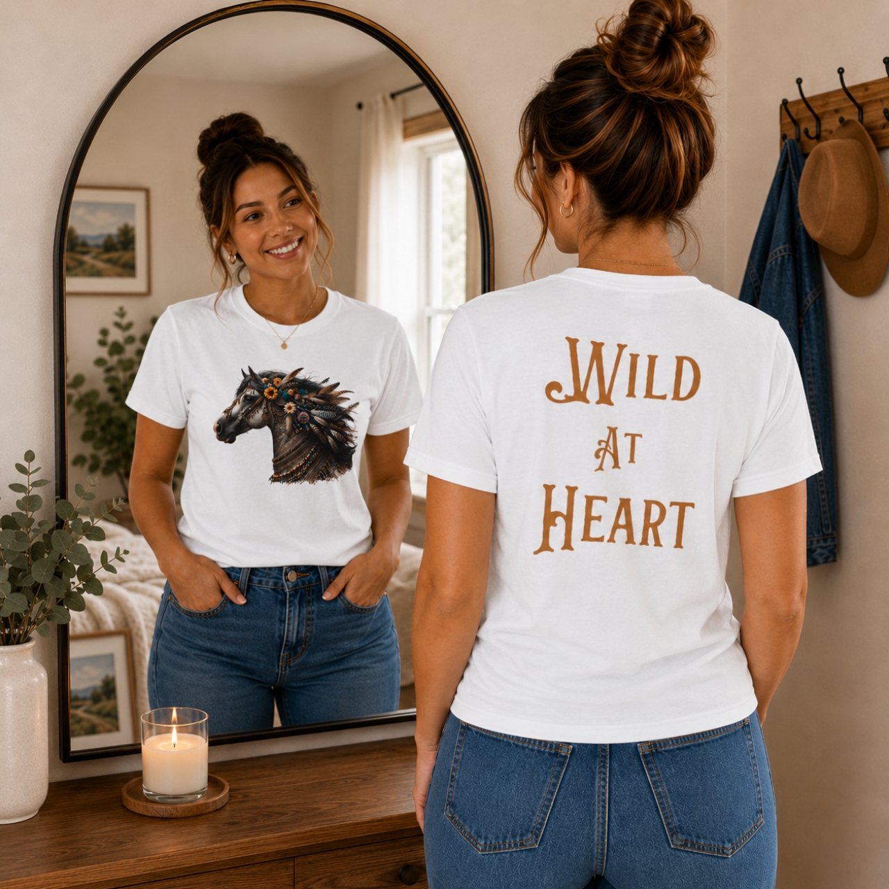 Wild at Heart Boho Horse Shirt | Western Cowgirl Tee, Rustic Horse Lover Shirt product thumbnail image Wild at Heart Boho Horse Shirt | Western Cowgirl Tee, Rustic Horse Lover Shirt product thumbnail image