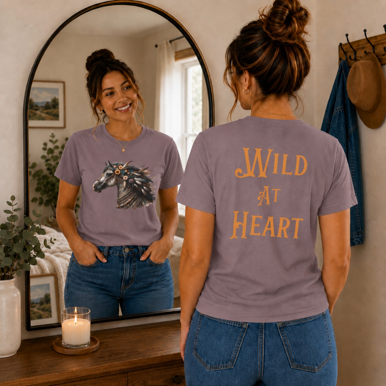 Wild at Heart Boho Horse Shirt | Western Cowgirl Tee, Rustic Horse Lover Shirt product thumbnail image Wild at Heart Boho Horse Shirt | Western Cowgirl Tee, Rustic Horse Lover Shirt product thumbnail image