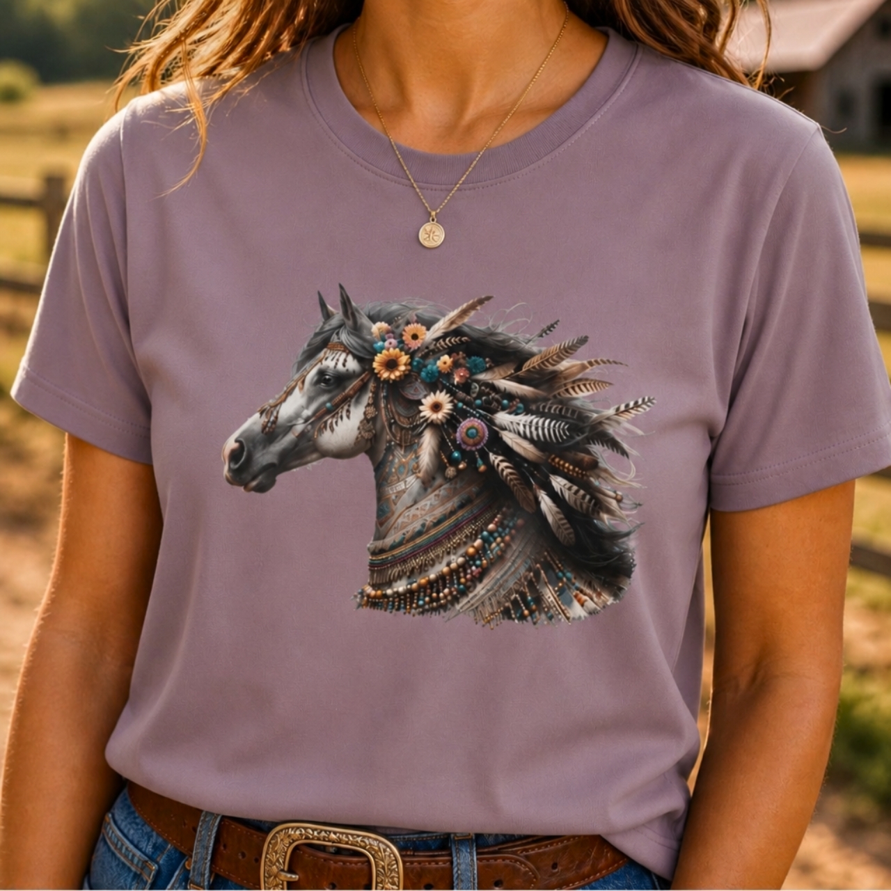 Wild at Heart Boho Horse Shirt  | Western Cowgirl Tee, Rustic Horse Lover Shirt product thumbnail image