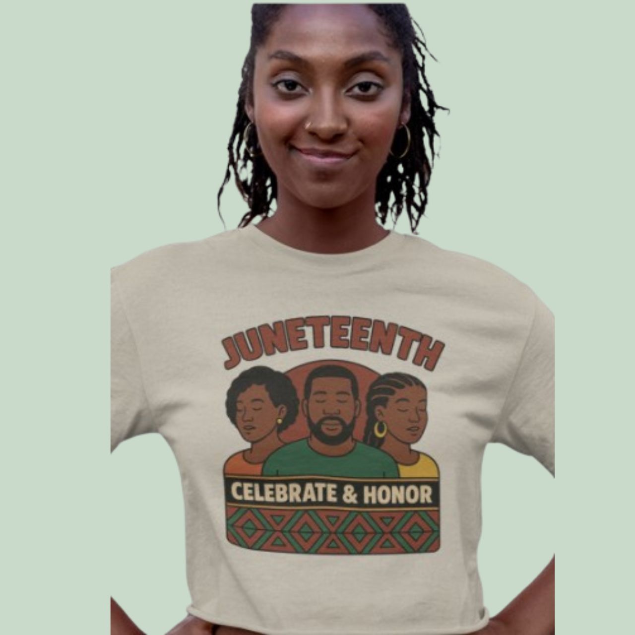 Juneteenth Celebrate & Honor Women's Baby Tee product thumbnail image Juneteenth Celebrate & Honor Women's Baby Tee product thumbnail image