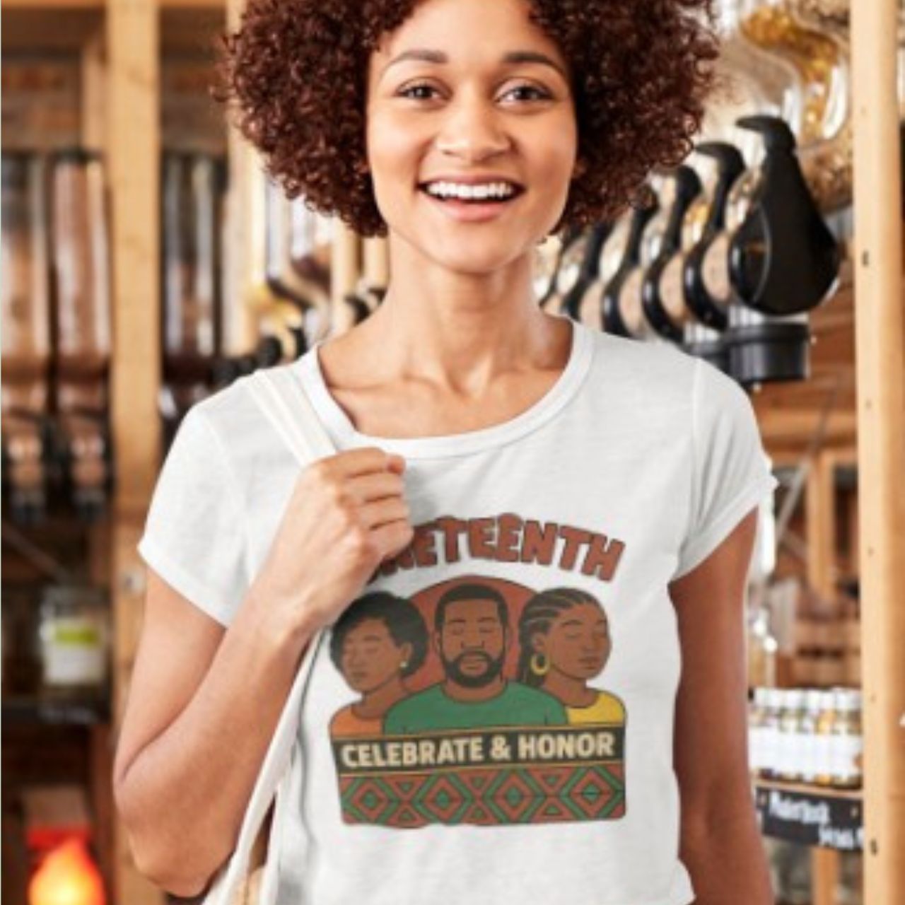 Juneteenth Celebrate & Honor Women's Baby Tee product thumbnail image Juneteenth Celebrate & Honor Women's Baby Tee product thumbnail image