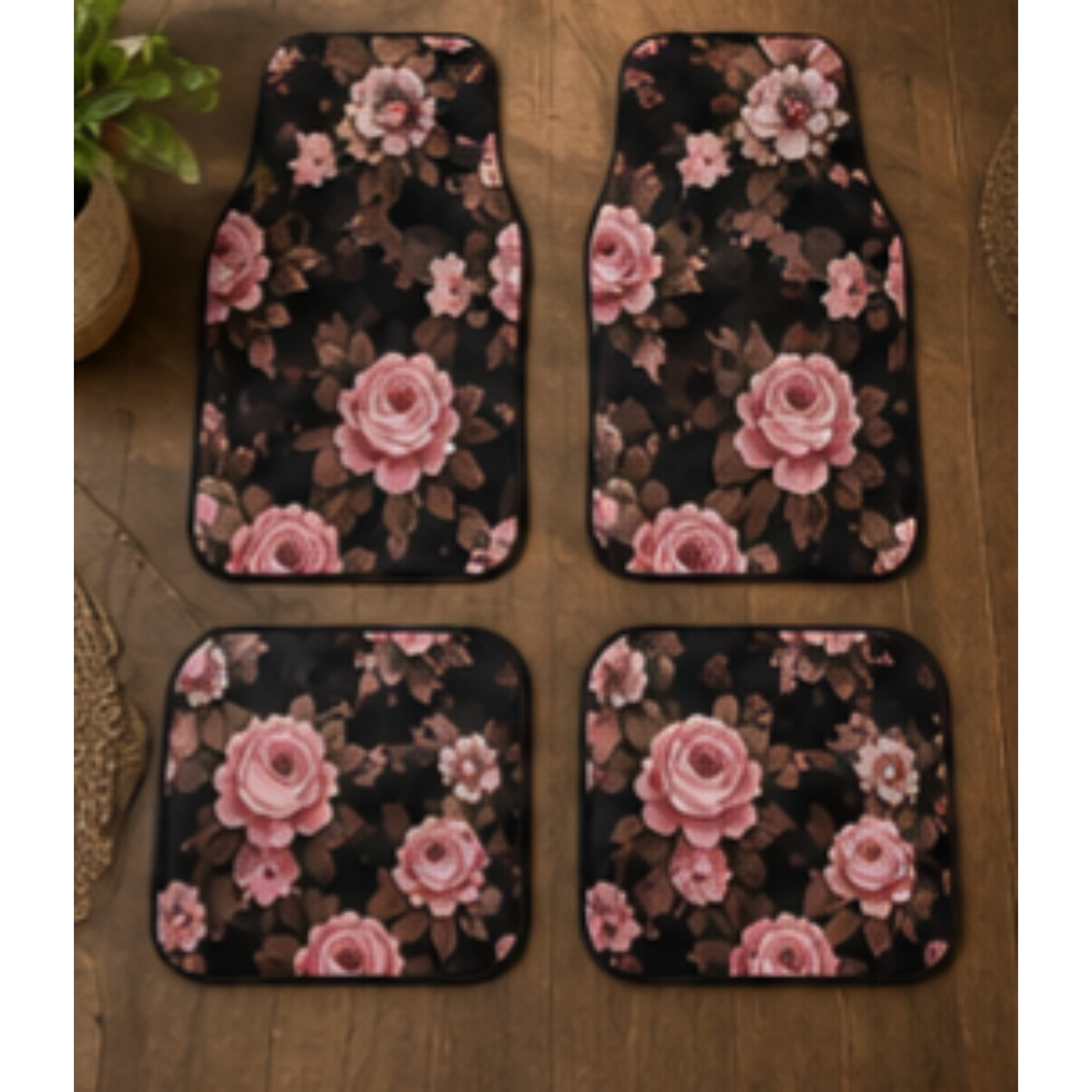Floral Camo Car Mats (Set of 4) — Pink Rose &amp; Butterfly Auto Floor Mats product thumbnail image