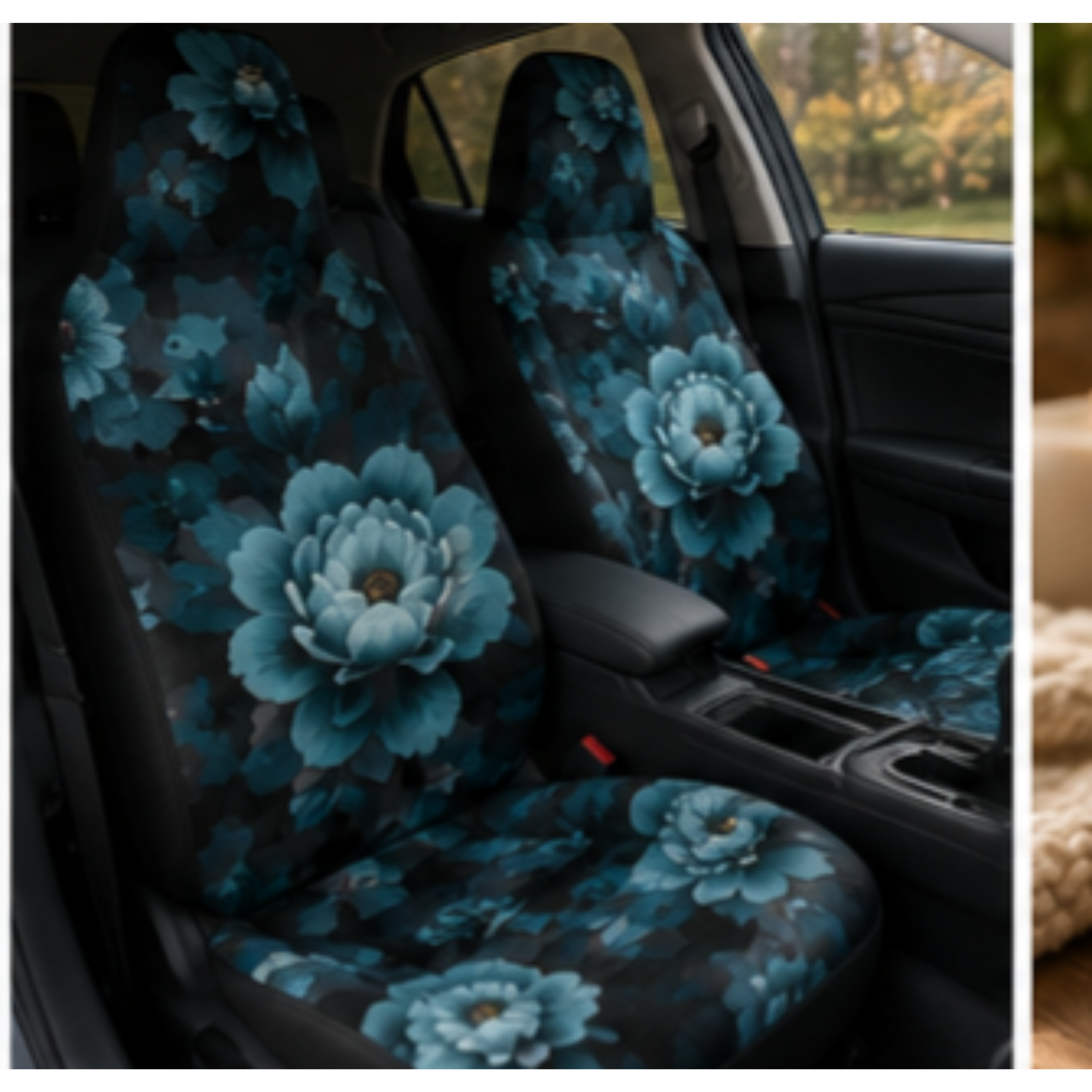Teal Floral Car Seat Covers — Elegant Dahlia Pattern Protector product thumbnail image Teal Floral Car Seat Covers — Elegant Dahlia Pattern Protector product thumbnail image