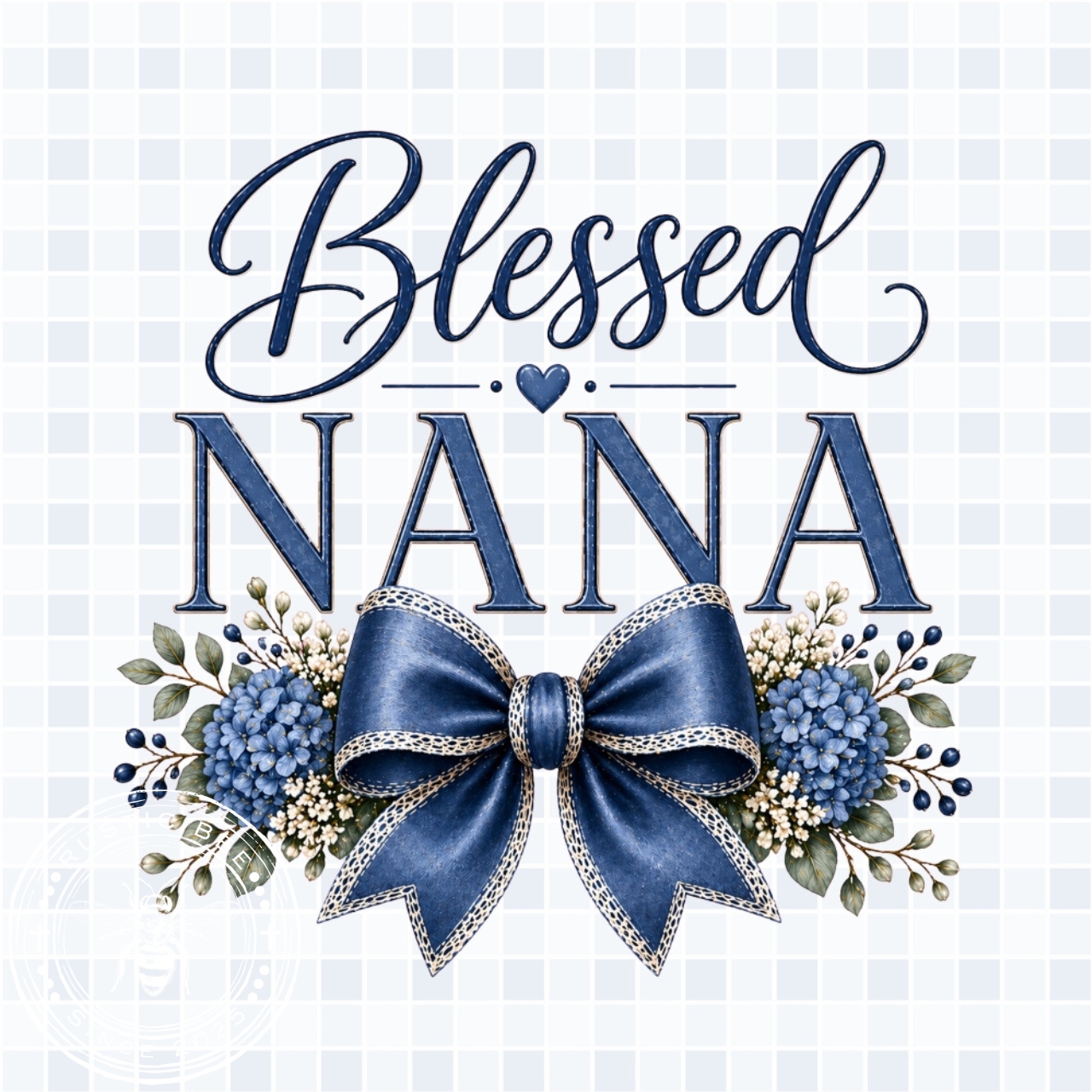 Blessed Nana Blue Tote Bag | Floral Nana Gift, Christian Tote product thumbnail image