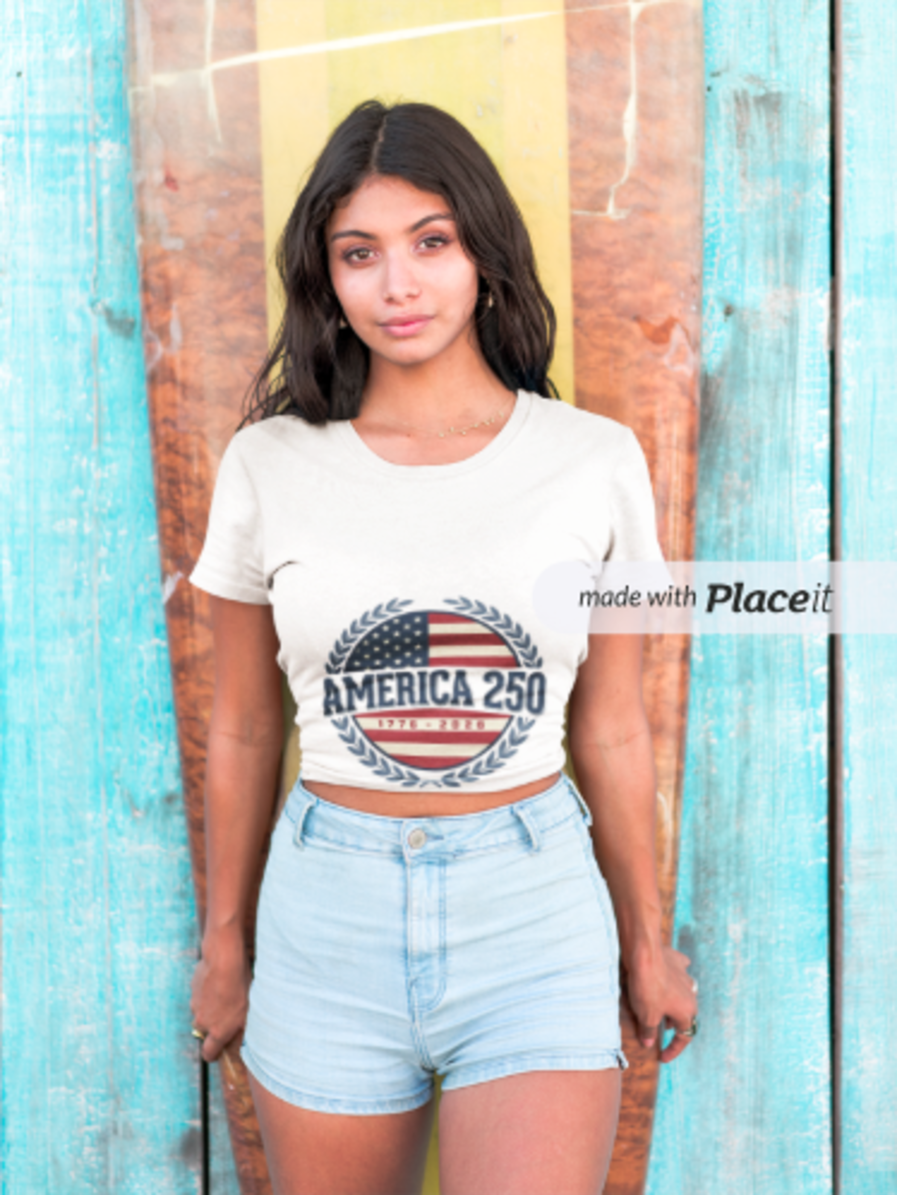 America 250 Badge Tee | patriotic summer aesthetic, retro coastal vibes product thumbnail image