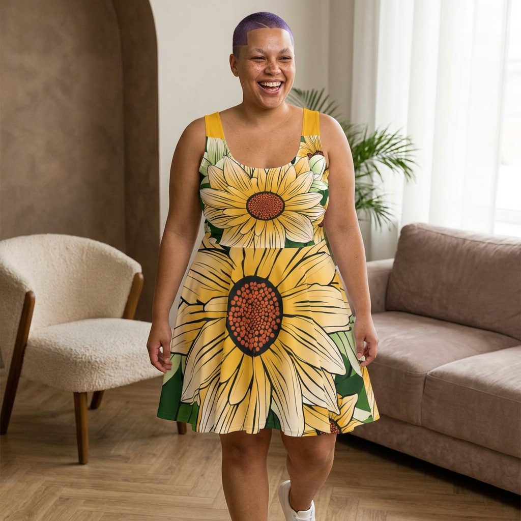Sunny Floral Women's Skater Dress - Perfect for Summer Celebrations