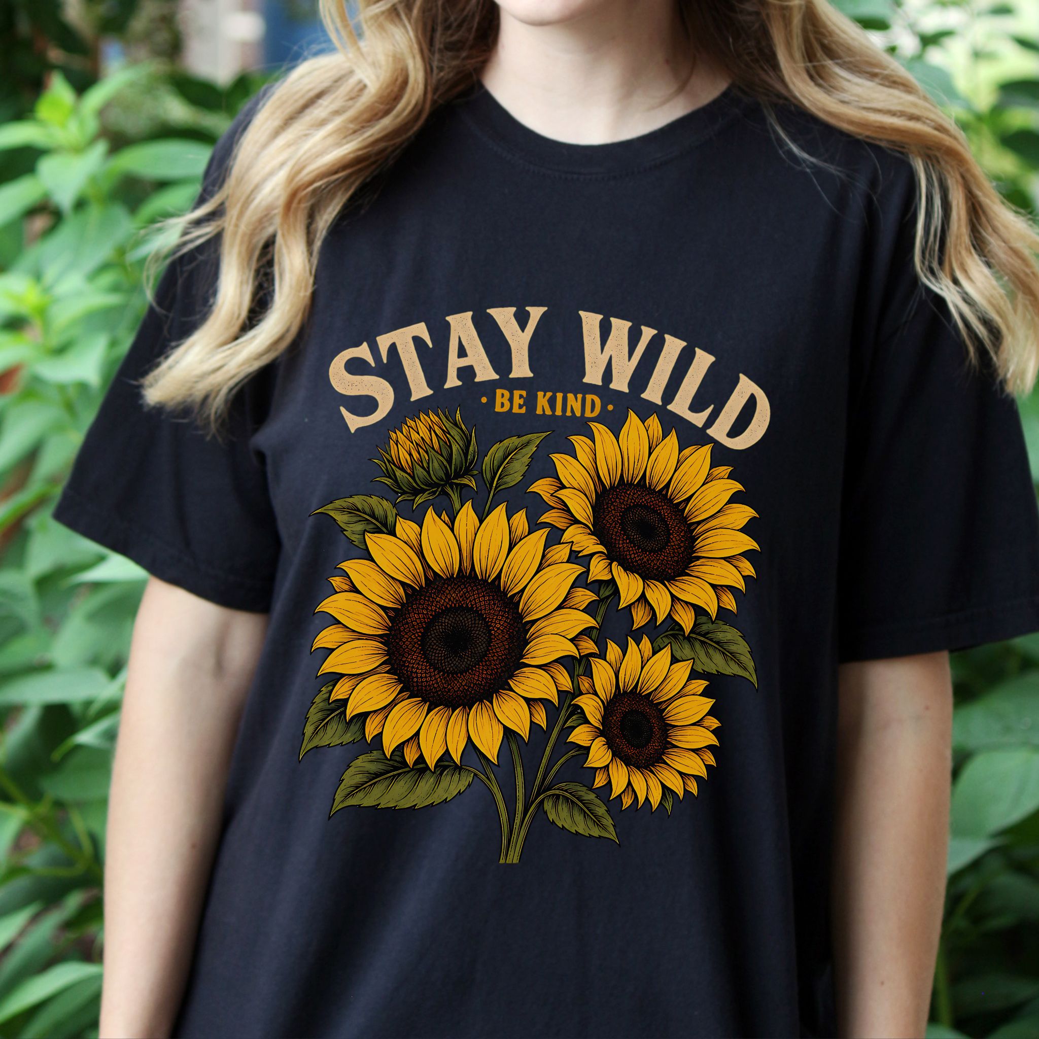 Stay Wild Be Kind Sunflower T-Shirt product thumbnail image