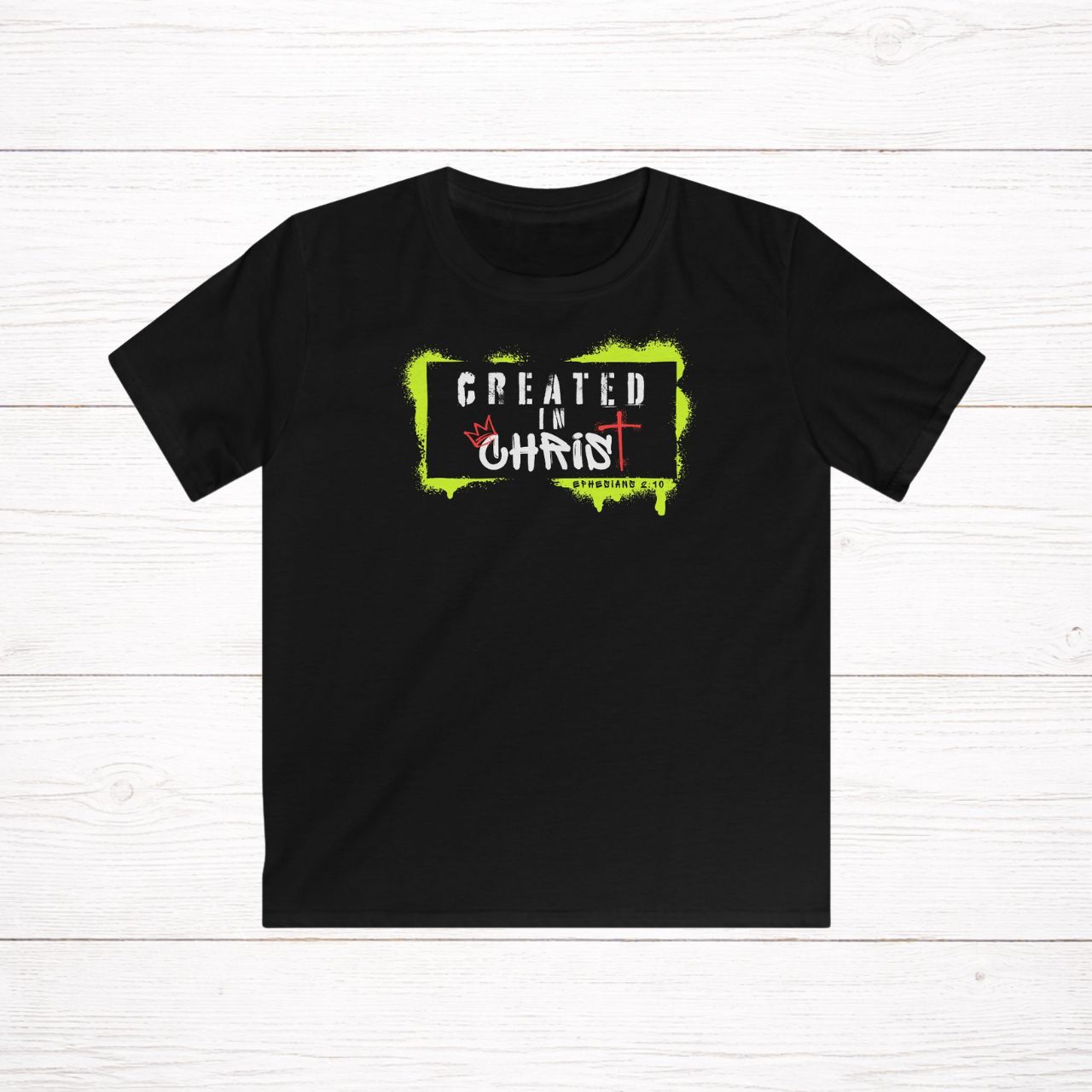 'Created In Christ' Kids Softstyle Tee product thumbnail image