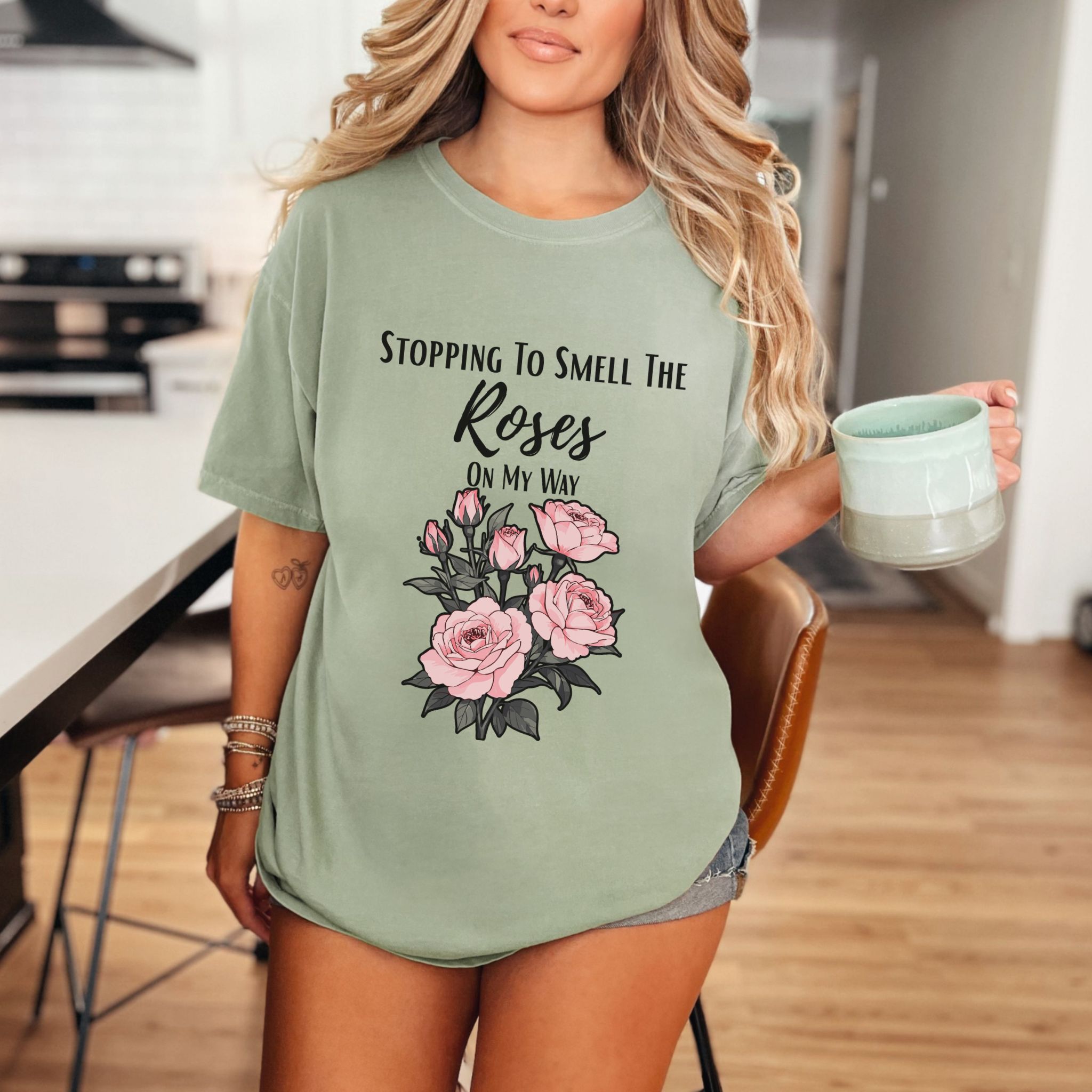 Stopping To Smell The Roses T-Shirt – Vintage Floral Quote Tee product thumbnail image Stopping To Smell The Roses T-Shirt – Vintage Floral Quote Tee product thumbnail image