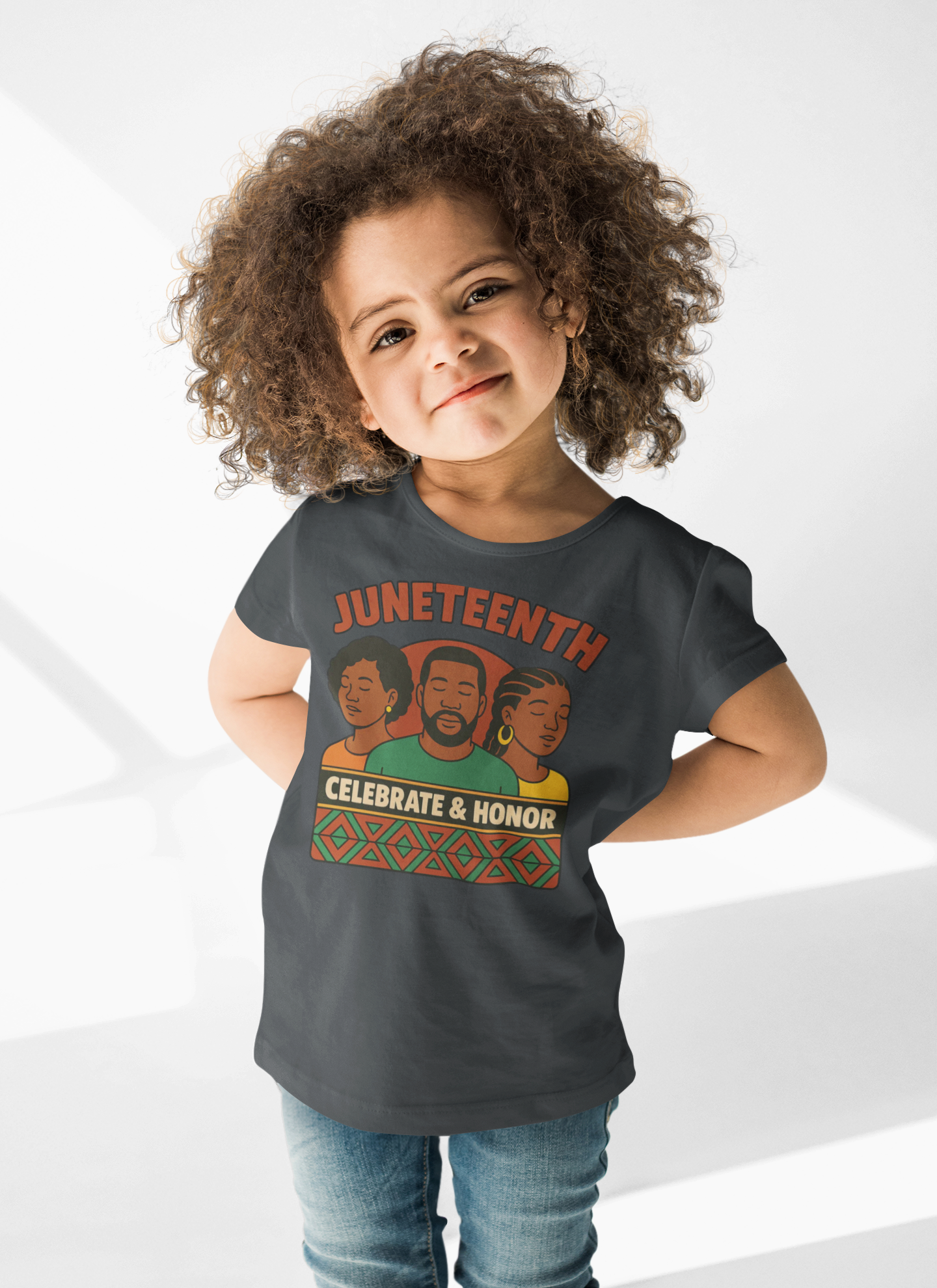 Juneteenth Toddler Tee - "Celebrate &amp; Honor" Retro Kids Shirt product thumbnail image
