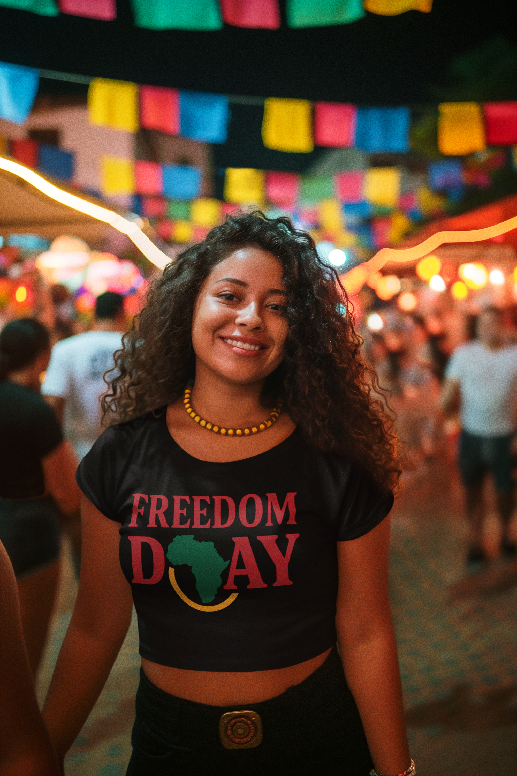 Freedom Day Women's Crop Tee – Africa Pride Graphic Shirt product thumbnail image