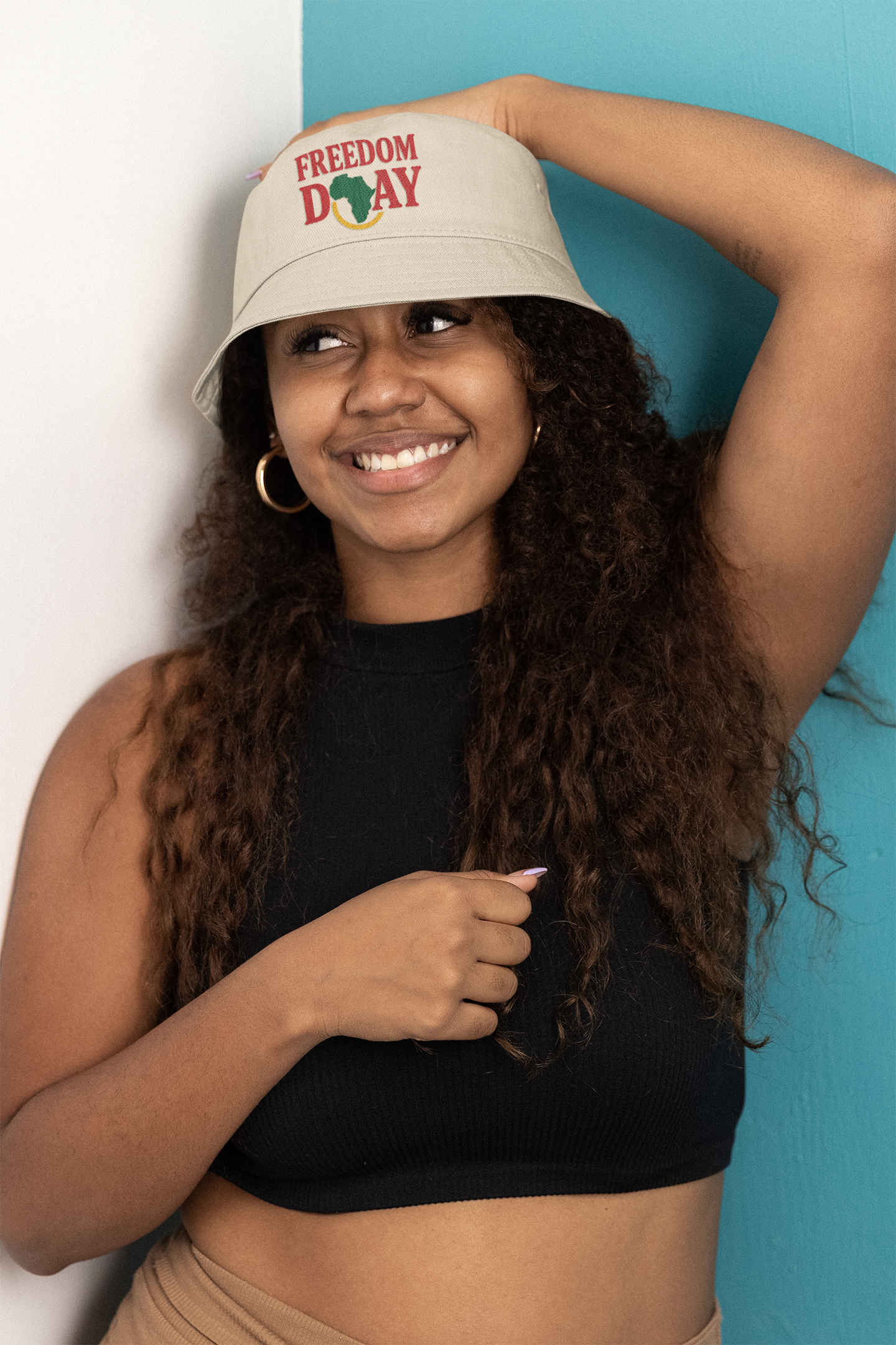 Freedom Day Bucket Hat — African Pride Embroidered Sun Hat product thumbnail image