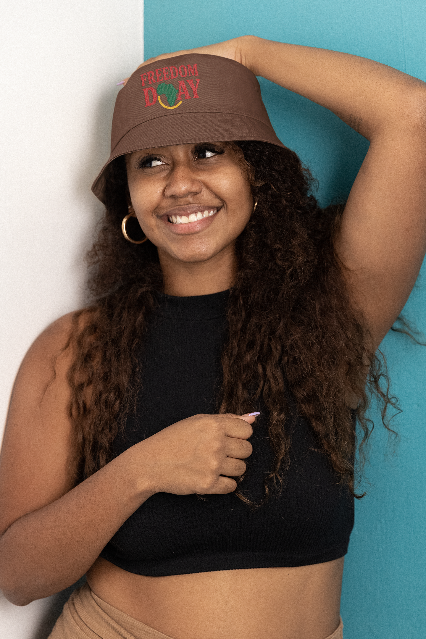 Freedom Day Bucket Hat — African Pride Embroidered Sun Hat product thumbnail image