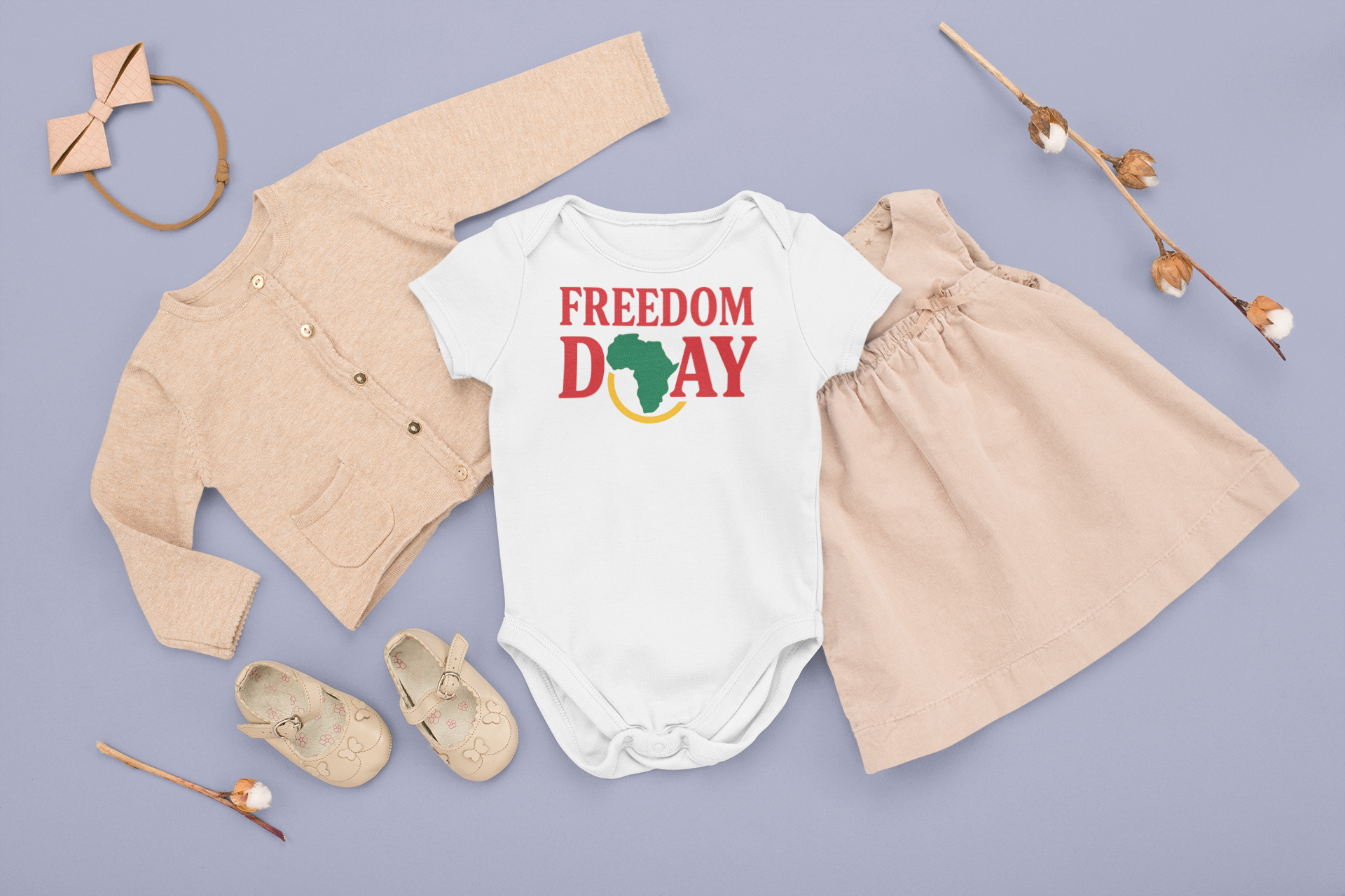 Freedom Day Infant Bodysuit - Patriotic Baby Onesie with Africa Silhouette product thumbnail image